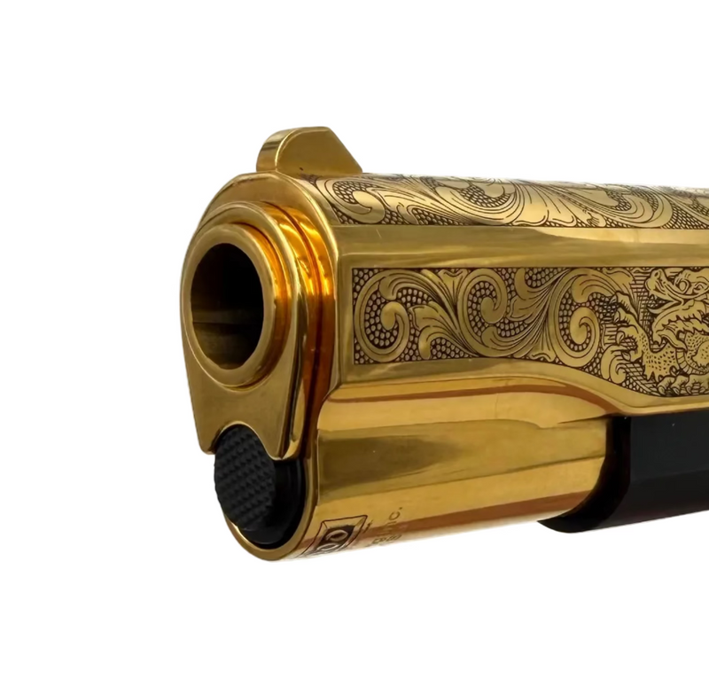 Colt Govt 70 Series Vietnam Tribute .45 ACP semi-auto pistol with engraved details and commemorative design, close-up view.