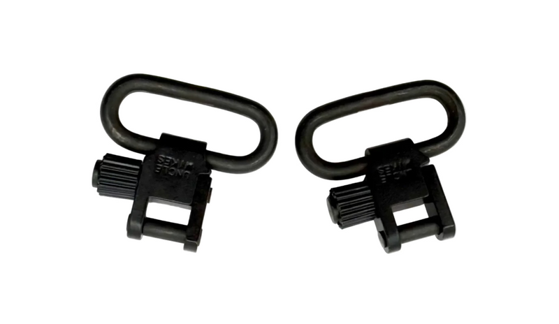 Pair of Uncle Mike's Sling Swivel Sets with Tri-Lock, firearm swivels for secure and quick attachment, set of two.