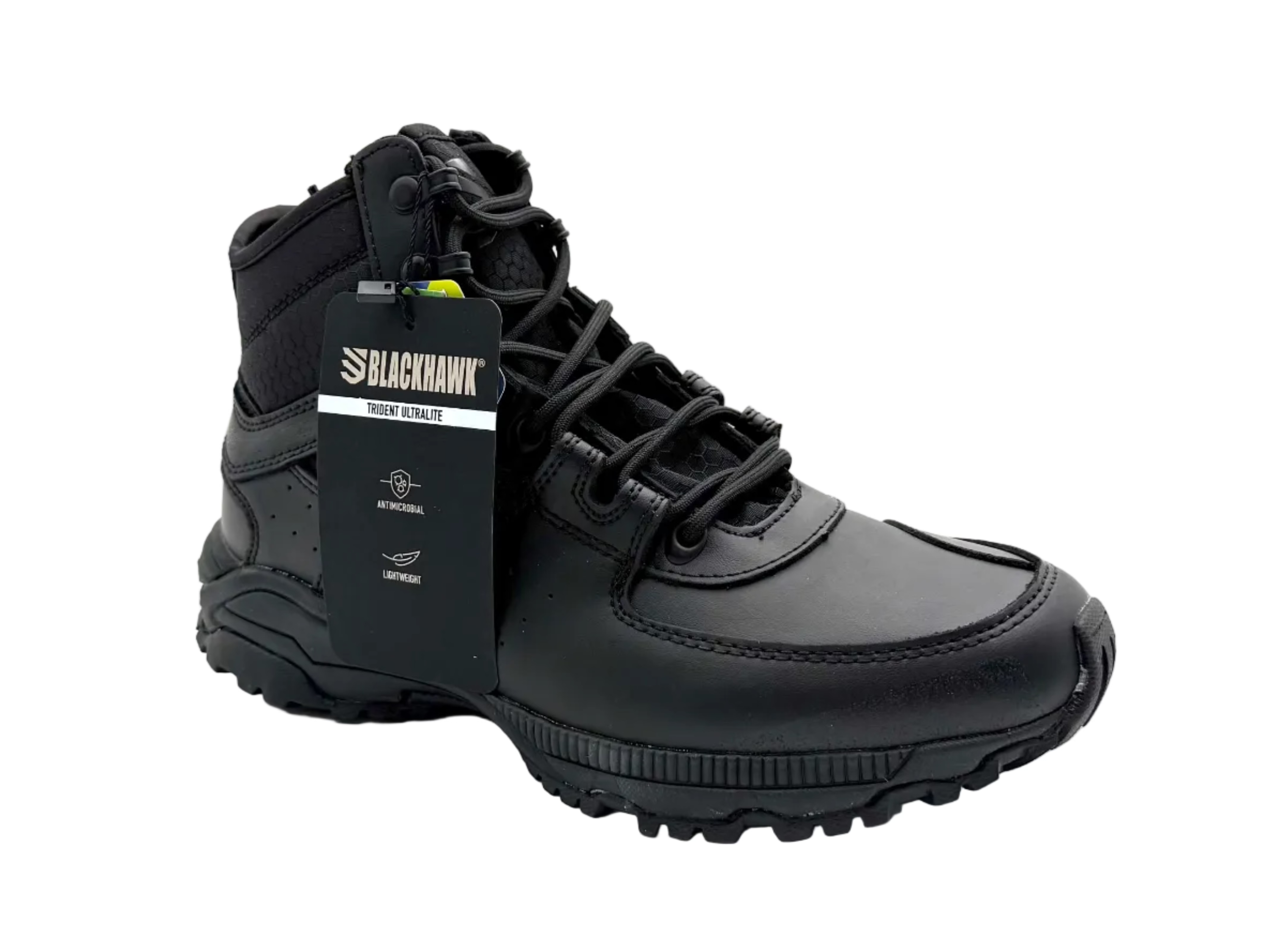 Blackhawk 6-inch Trident Ultralight tactical boots in black, size 8, with lightweight design and sturdy sole.