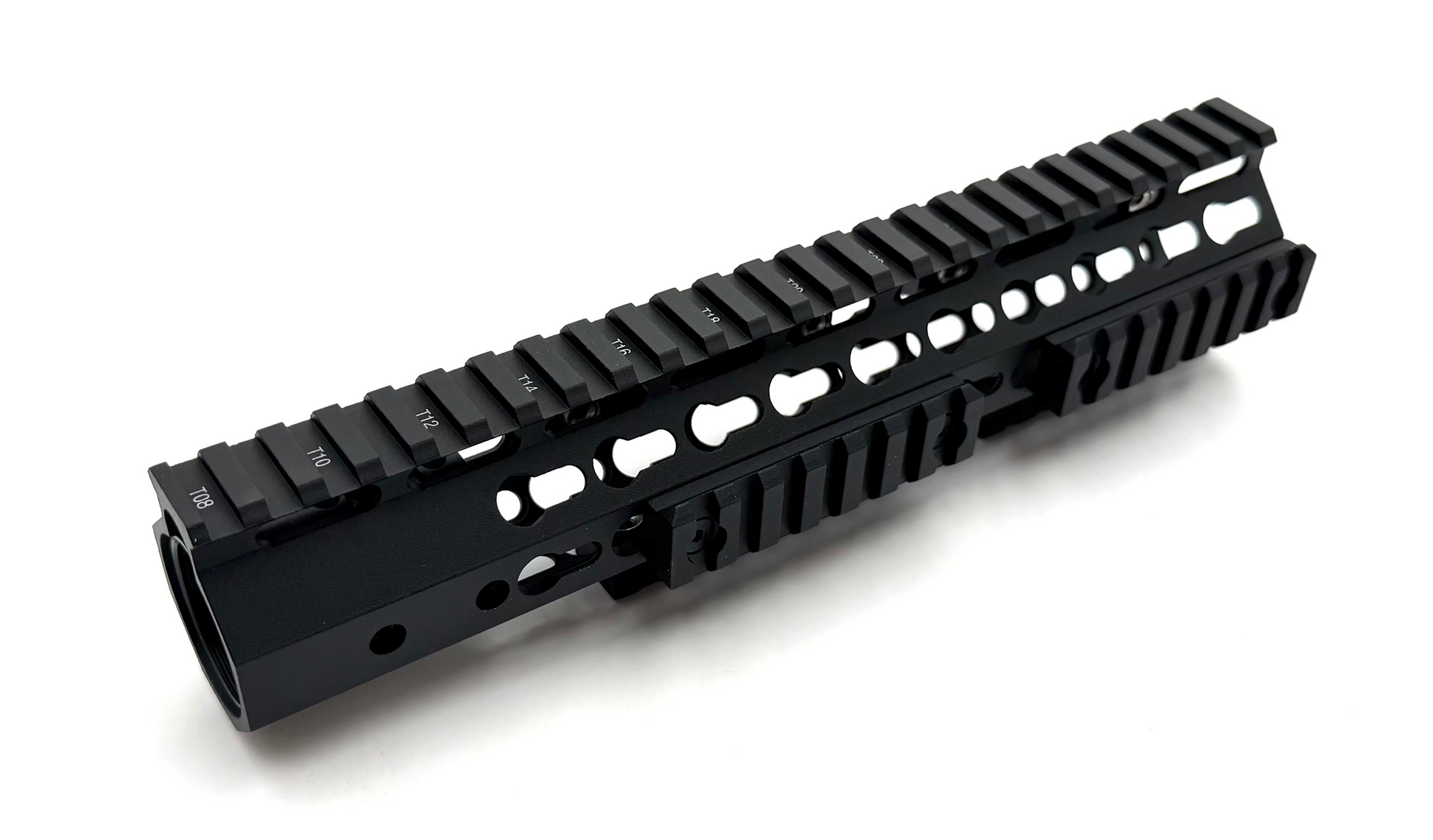Osprey Global AR platform slim handguard with steel barrel nut in black, 10-inch length, for AR15/M4 rifles.