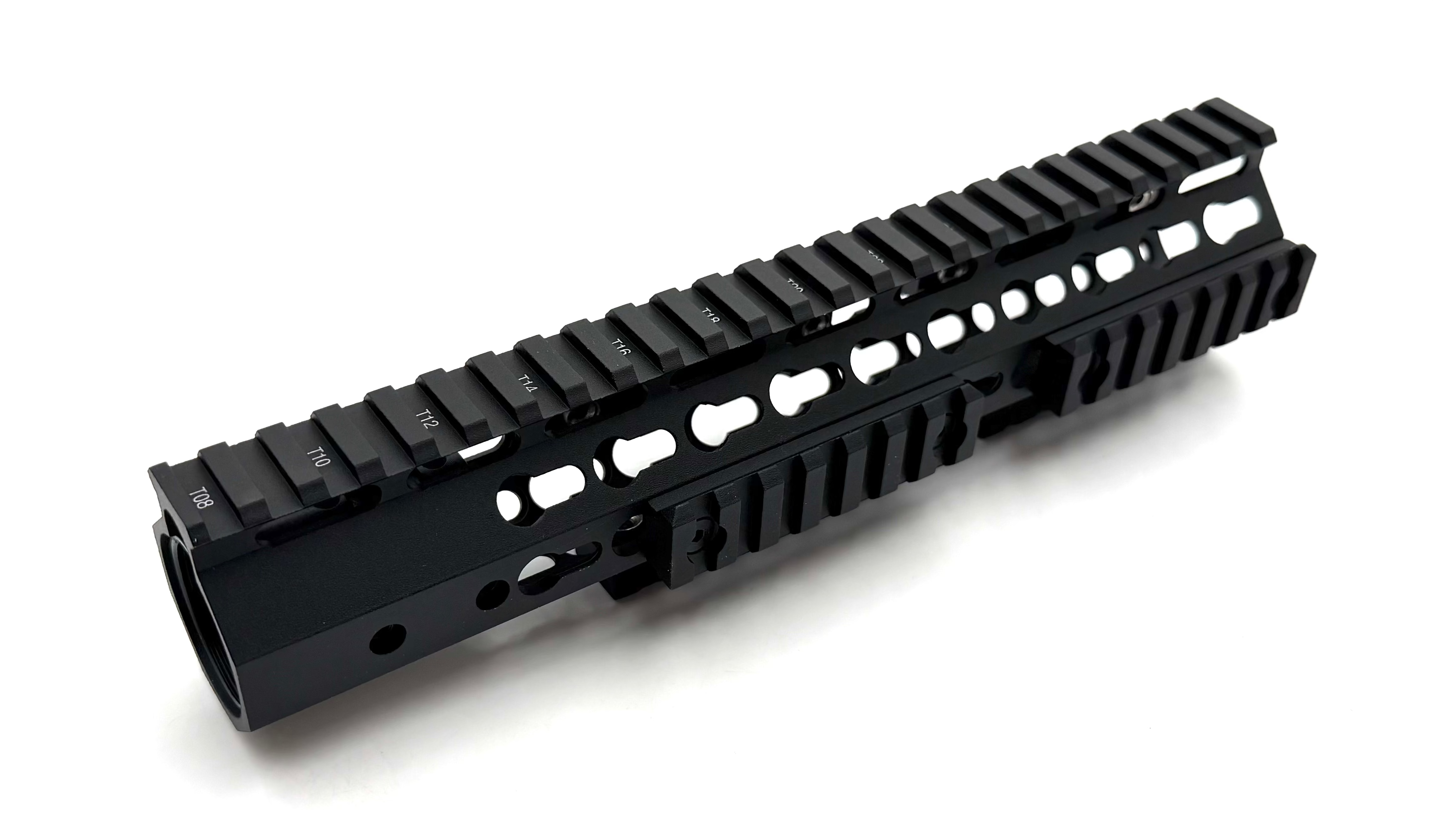 Osprey Global AR platform slim handguard with steel barrel nut in black, 10-inch length, for AR15/M4 rifles.