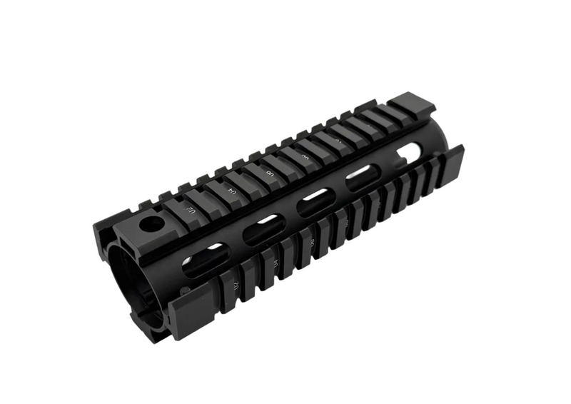 Osprey Global AR-15 M4 M16 carbine length quad rail AK handguard with textured grip and mounting points for accessories.