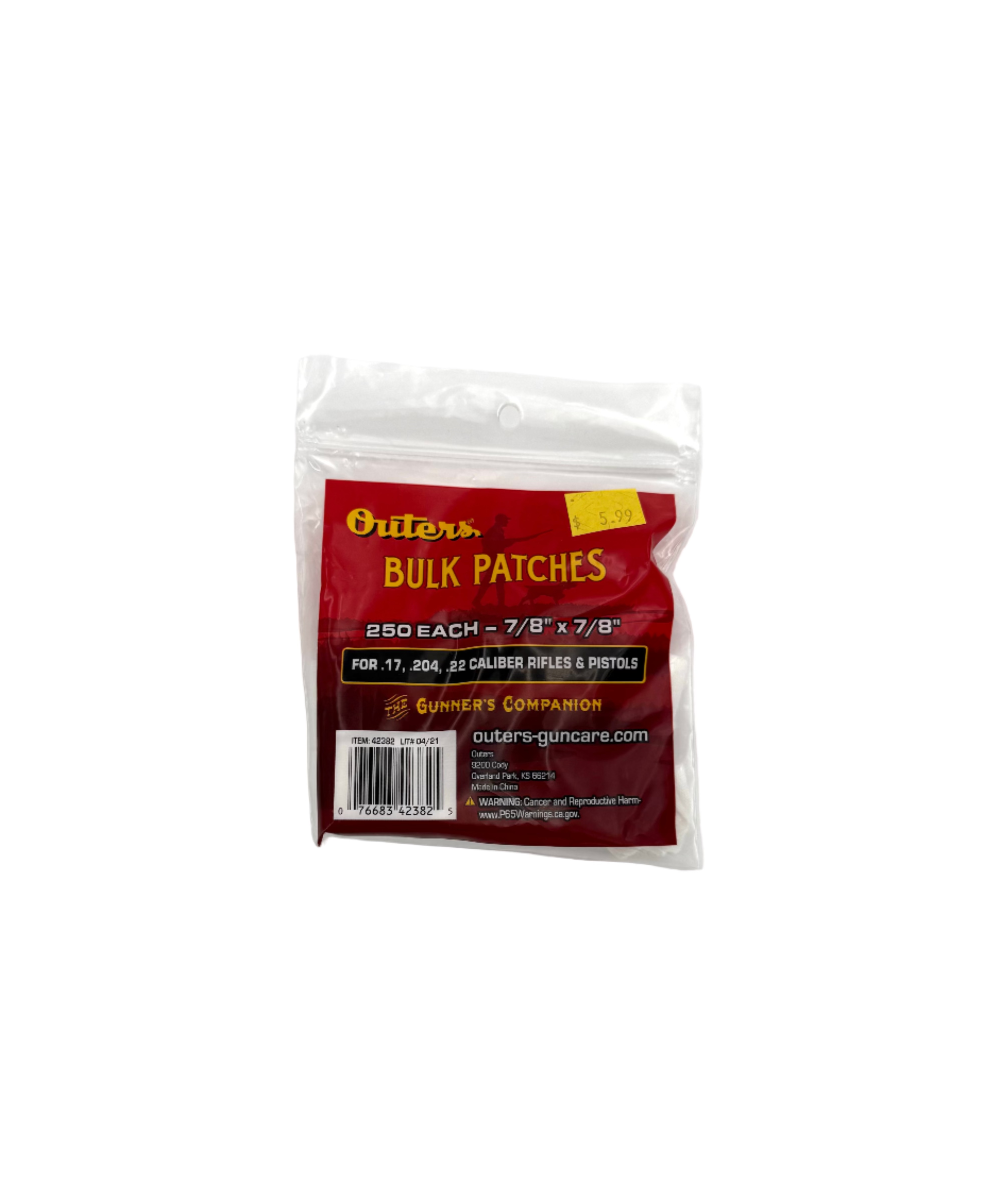 Outers Bulk Patches - .17, .204, .22 Rifles/Pistols - Haag Ventures