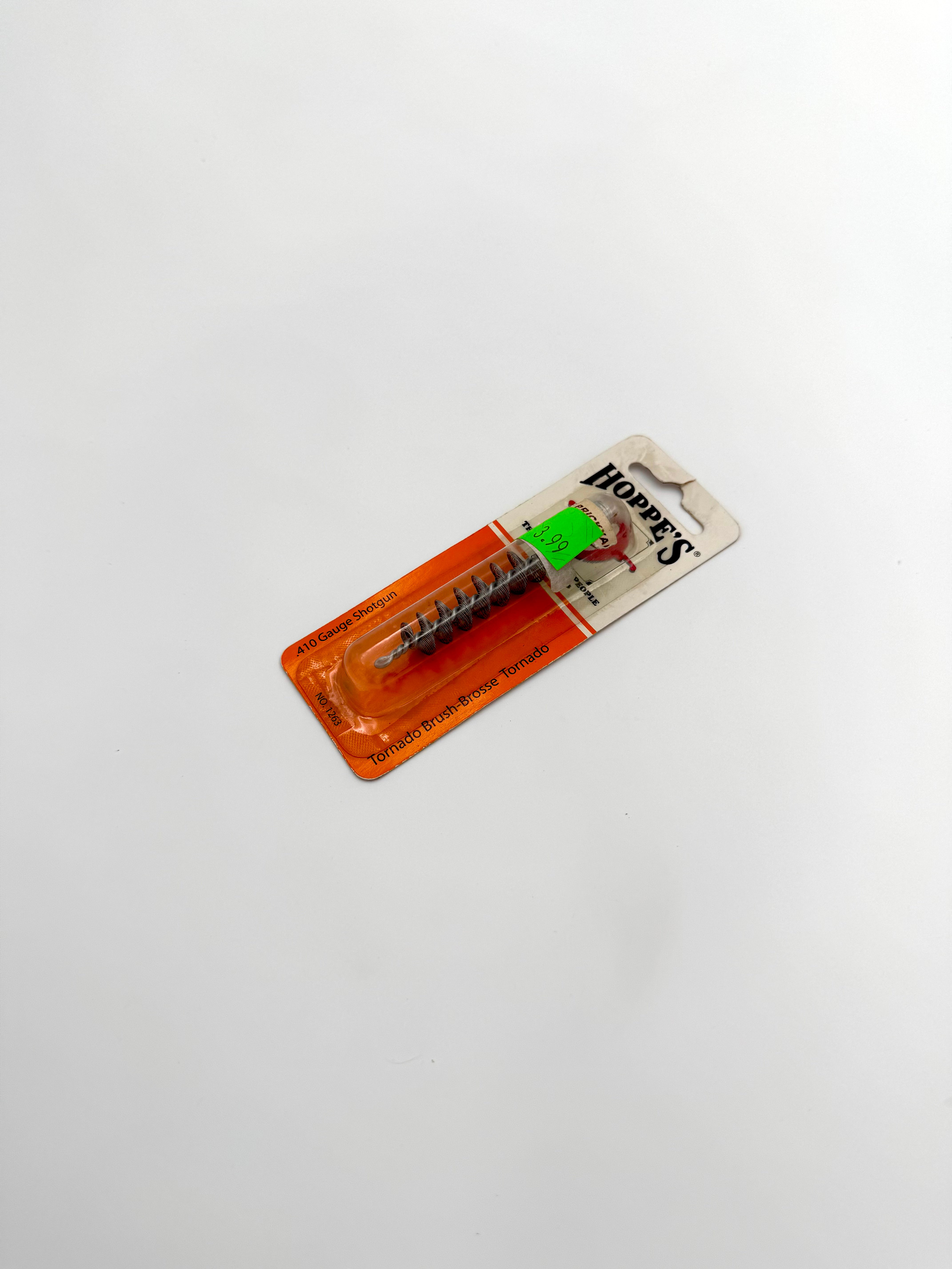 Hoppe's 9 Tornado Bore Brush for .410 gauge shotguns, durable cleaning tool with twisted wire bristles for thorough barrel cleaning.