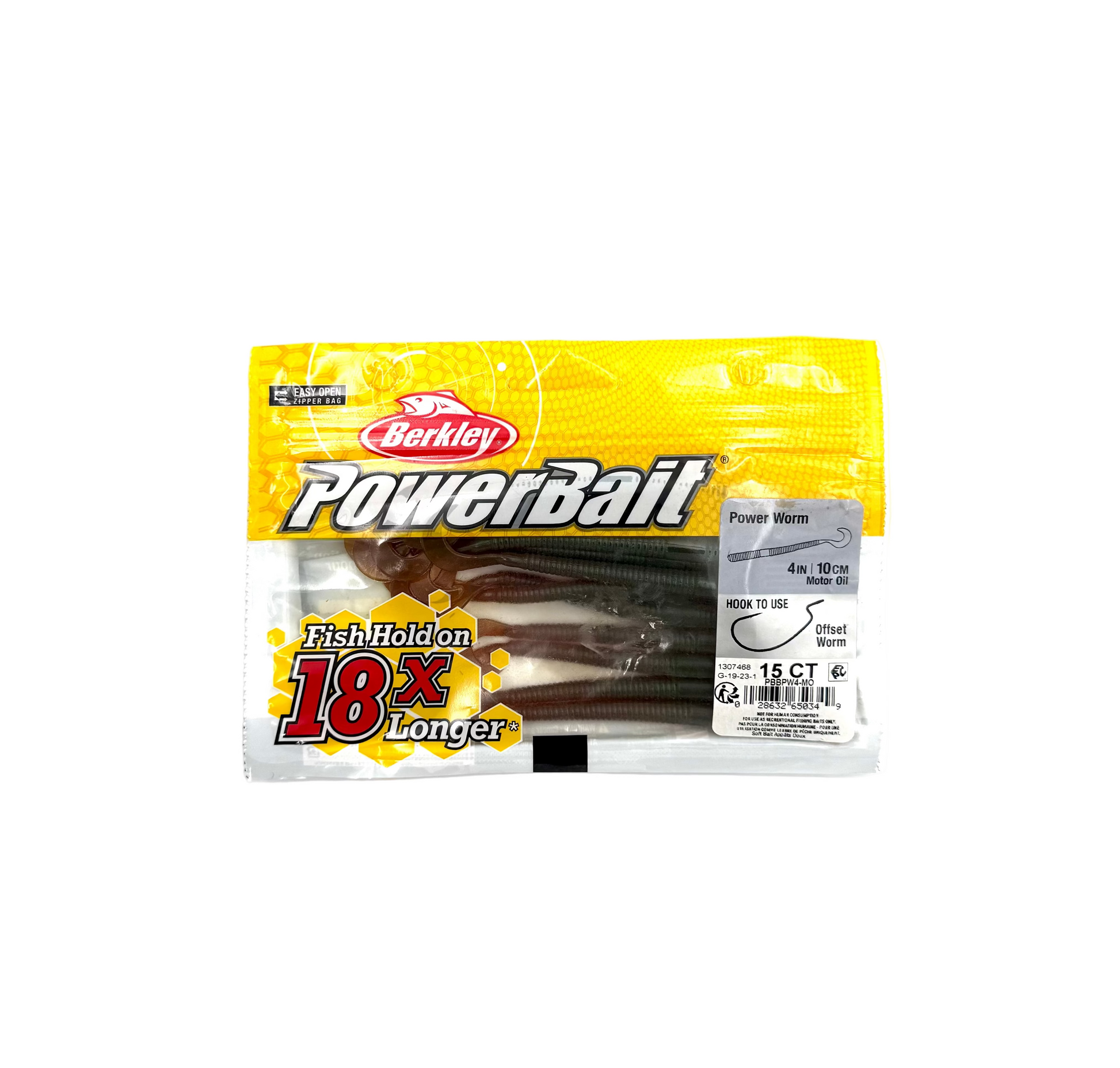 Package of PowerBait with yellow and white design on a white background