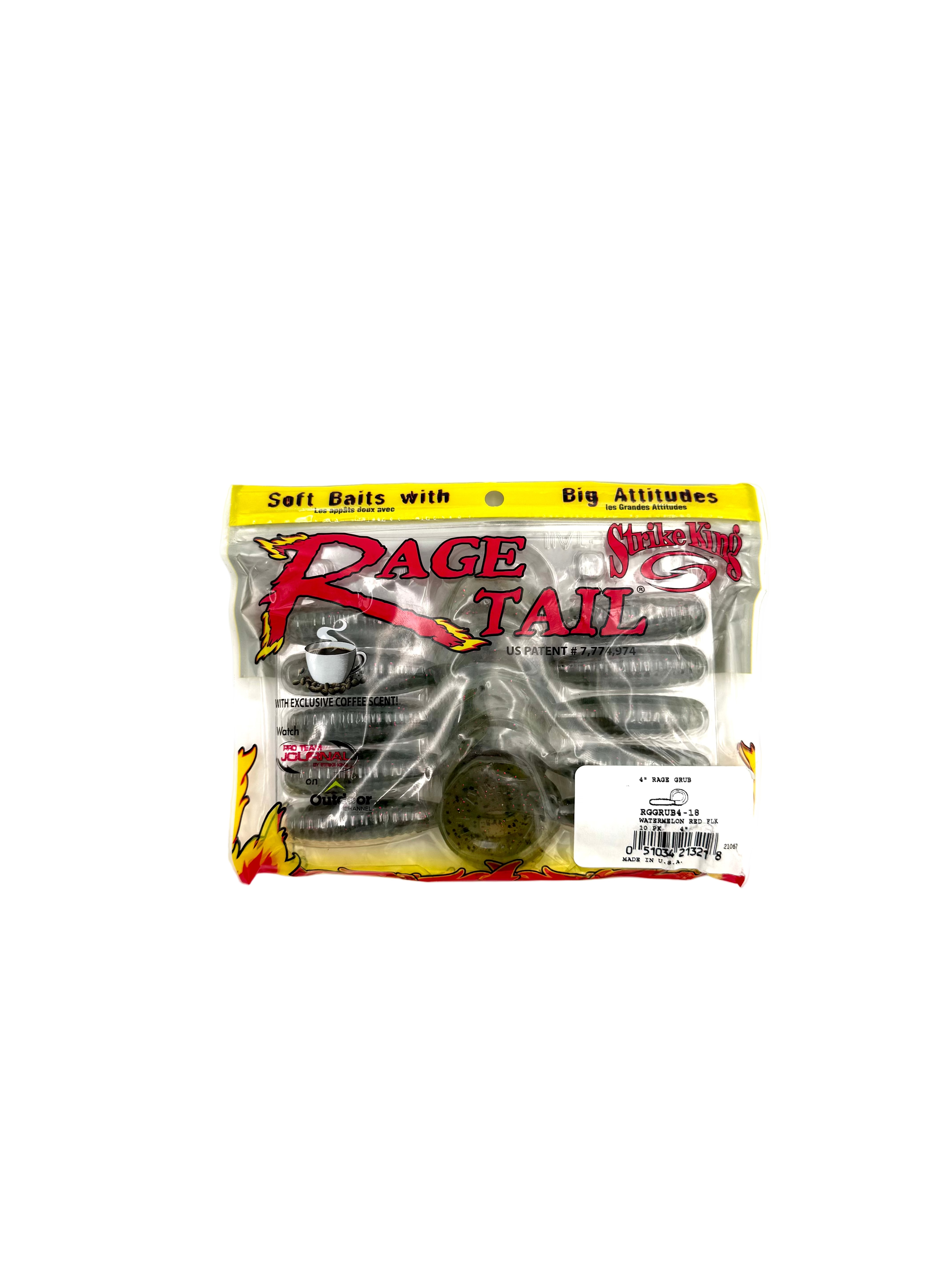 Strike King Rage Tail 4” Rage Grub - Watermelon 10pk - Haag Ventures