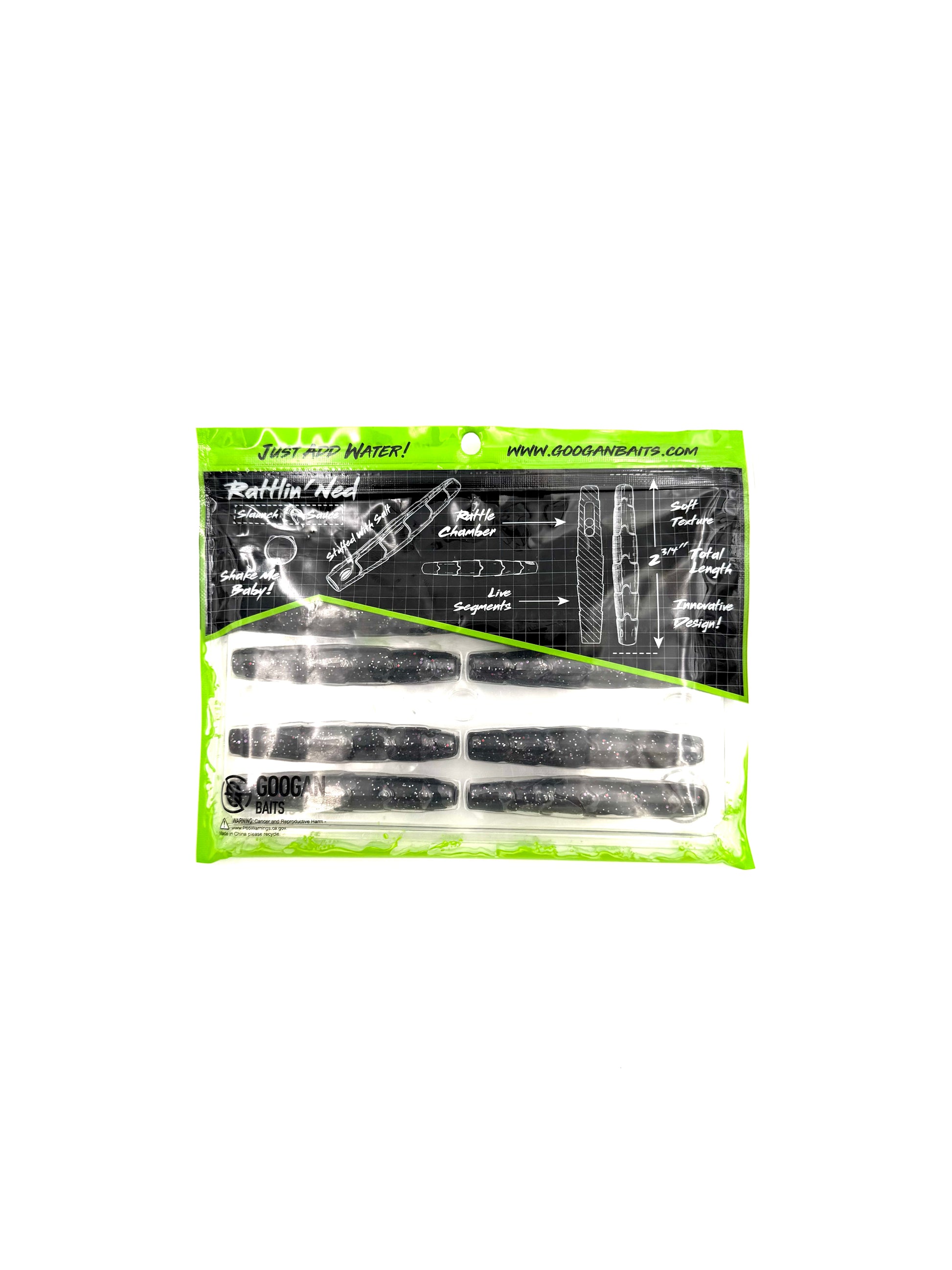Googan Baits Pure Passion Rattlin’ Ned -Black Flash 8pk - Haag Ventures