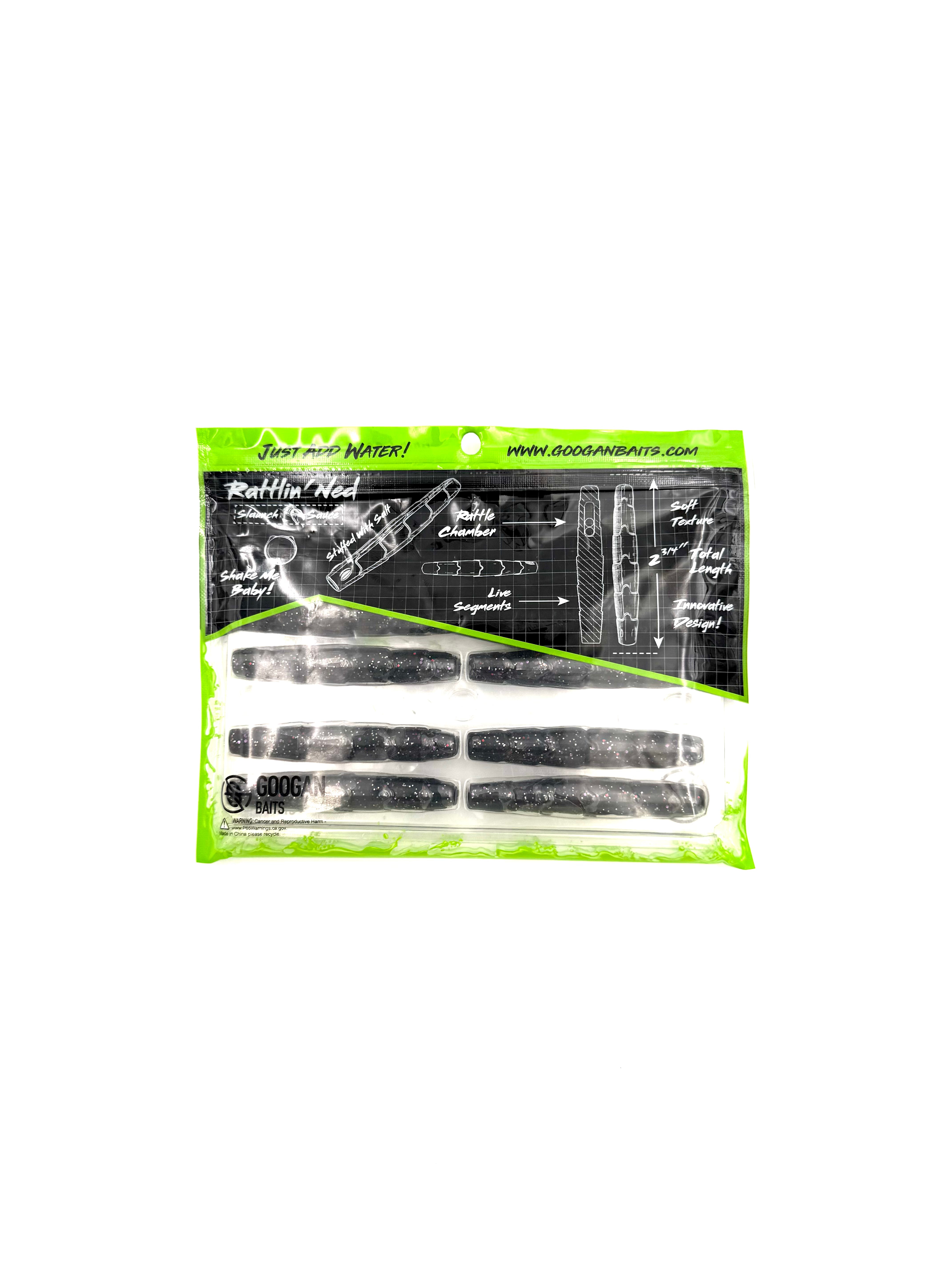 Googan Baits Pure Passion Rattlin’ Ned -Black Flash 8pk - Haag Ventures