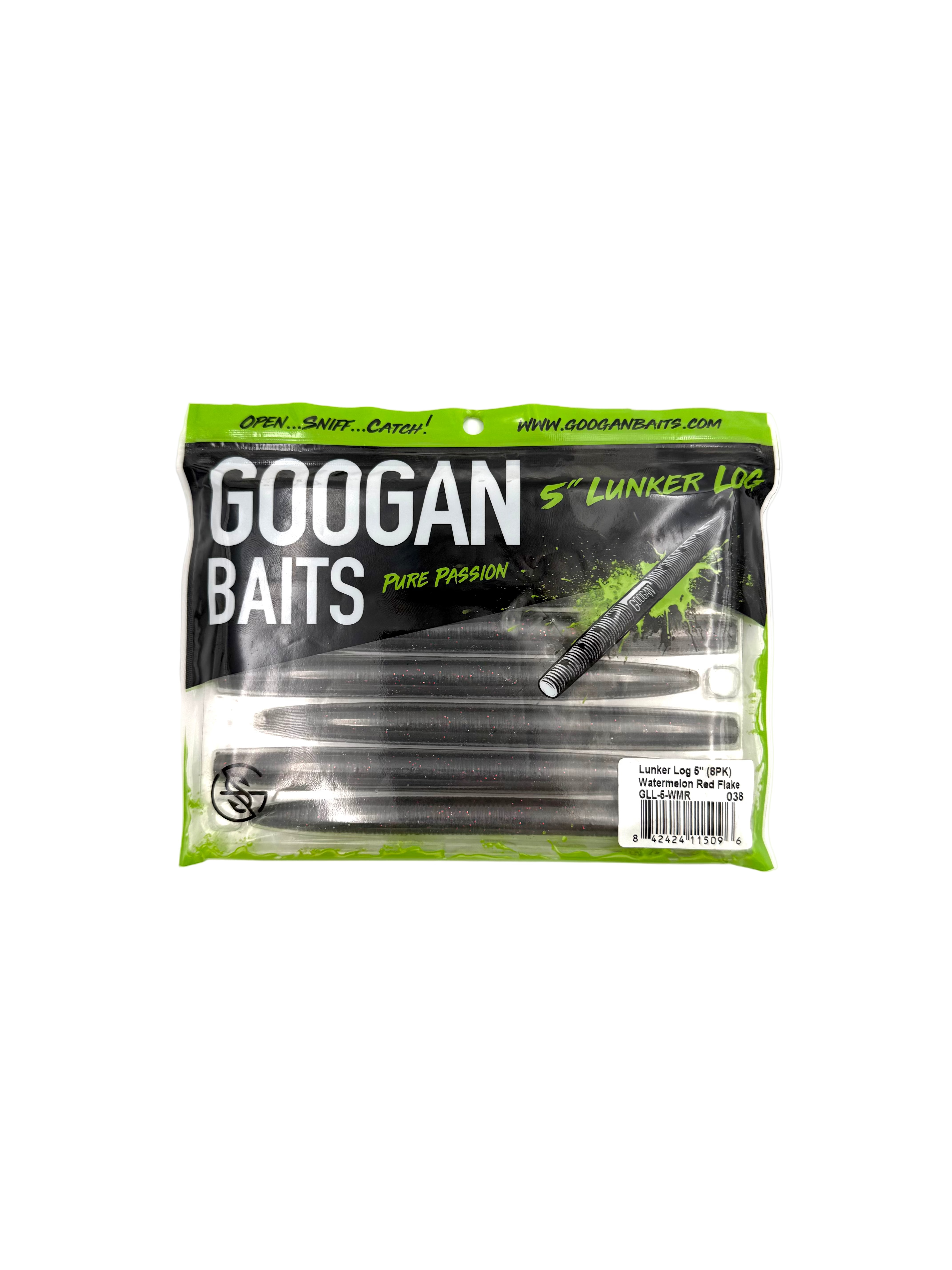 Googan Baits Pure Passion 5” Lunker Log - Watermelon Red Flake 8pk - Haag Ventures