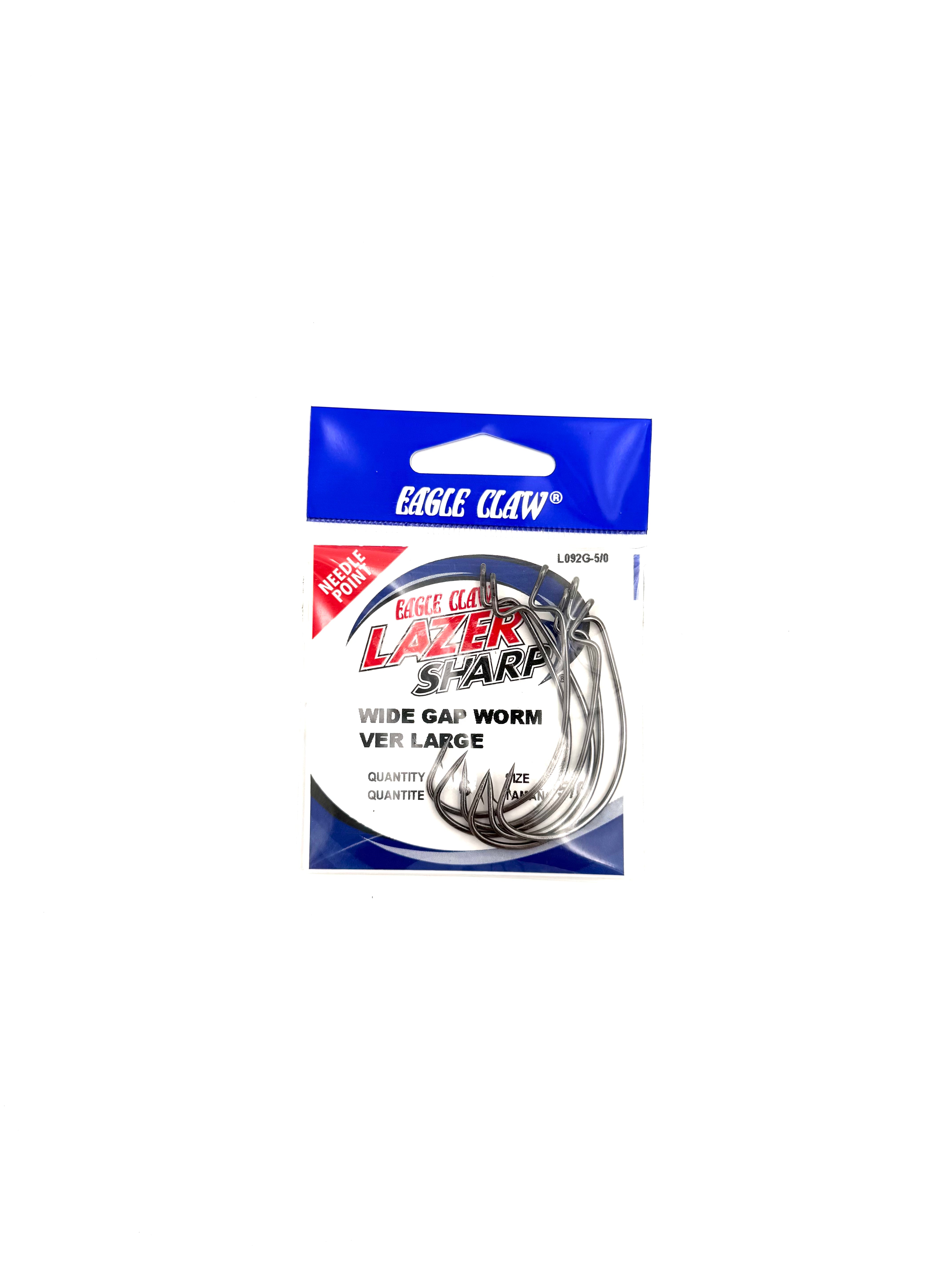Eagle Claw Lazer Sharp Wide Gap Worm Fish Hook - 6pk