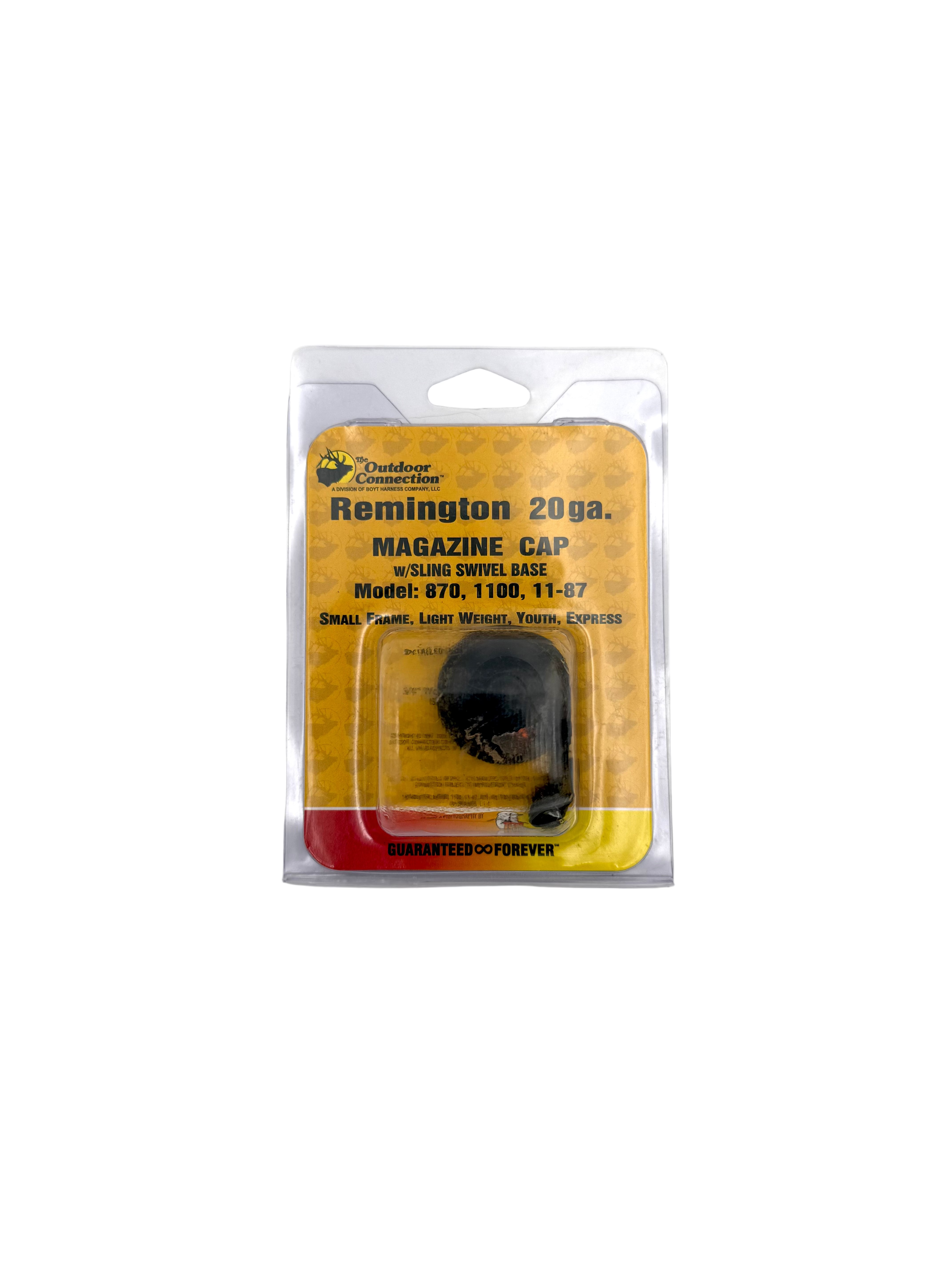 Remington 20 gauge magazine tube cap with sling swivel base for models 870, 1100, 11-87, shown in close-up view.