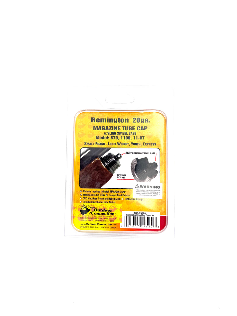 Remington 20 Gauge Magazine Tube Cap with Sling Swivel Base for models 870, 1100, and 11-87, shown in the image.