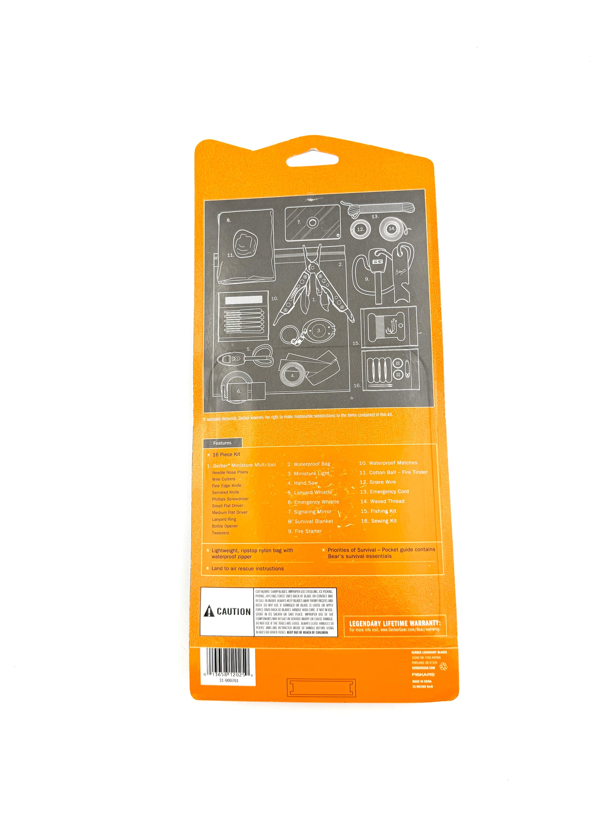 Gerber Bear Grylls Ultimate 16-piece survival kit with various tools and gear for outdoor emergencies and survival situations.