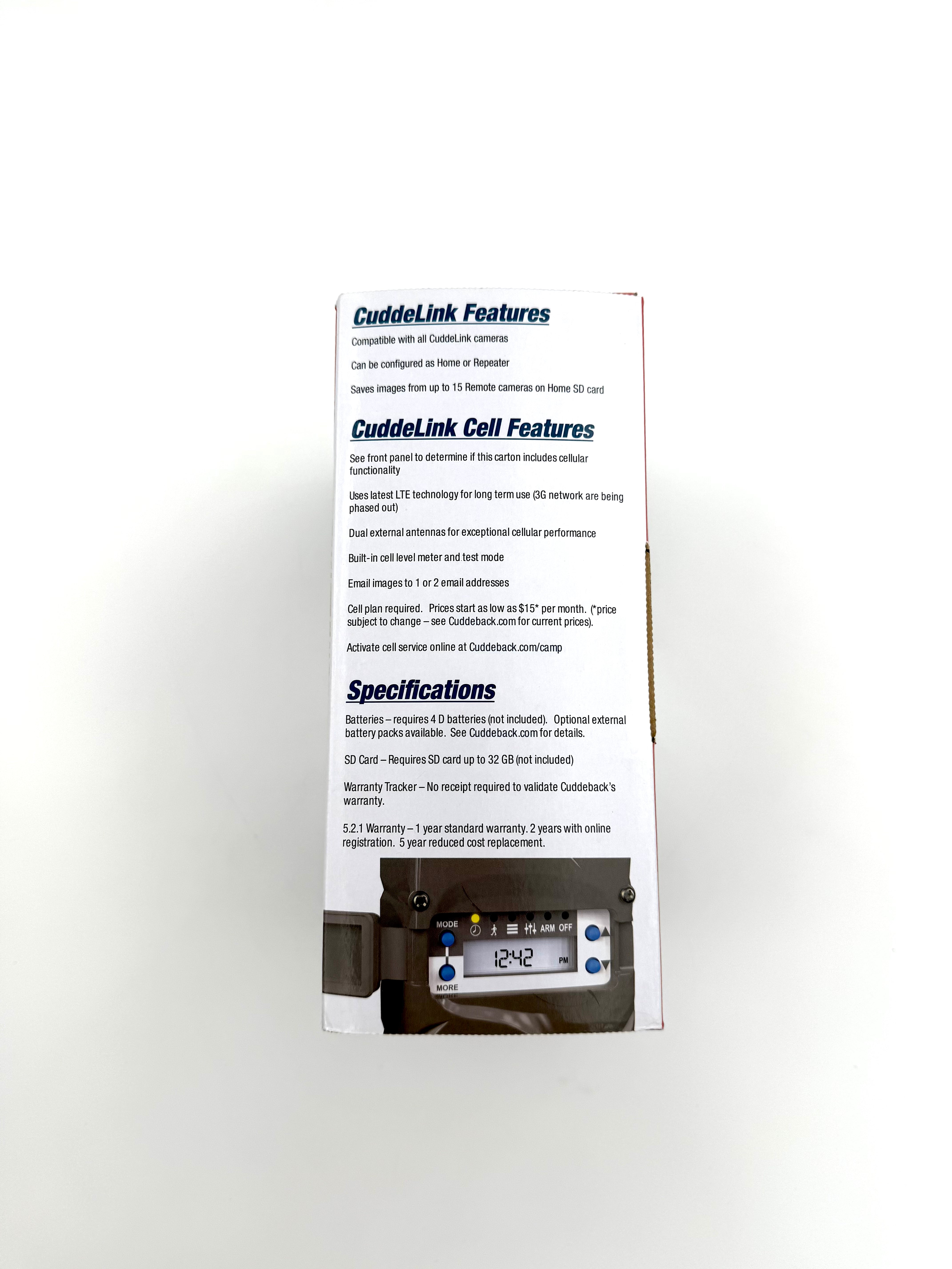Cuddeback CuddeLink Cell Home Model 1385 camera system with outdoor setup and antenna, capturing wildlife images.
