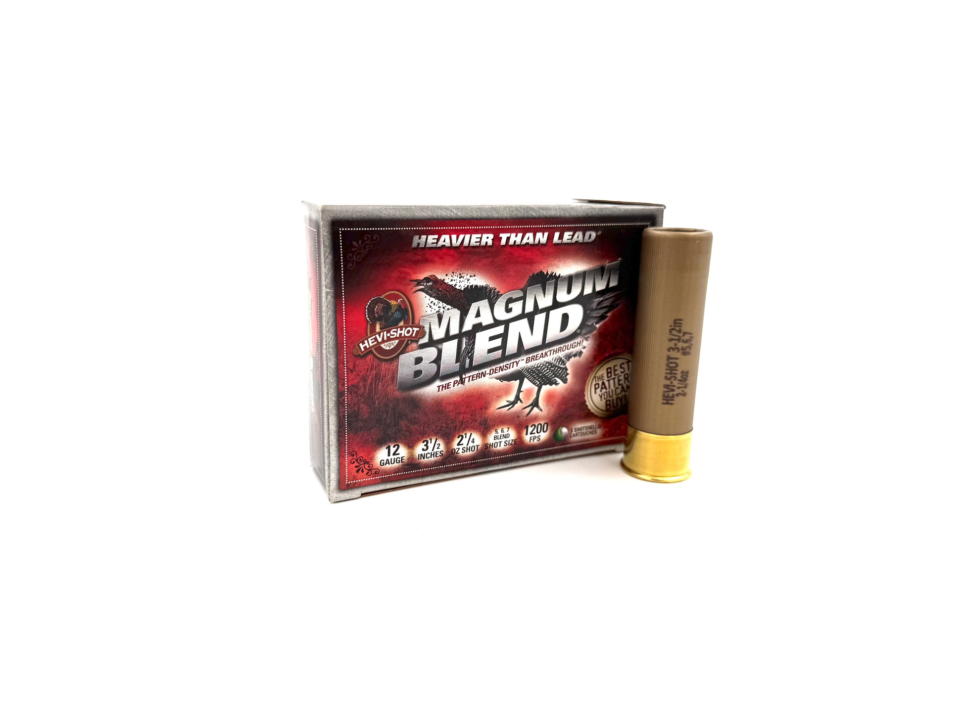 Hevi-Shot Magnum Blend 12 Gauge 3 1/2" shotgun shells, 5-count, designed for hunting and shooting sports.
