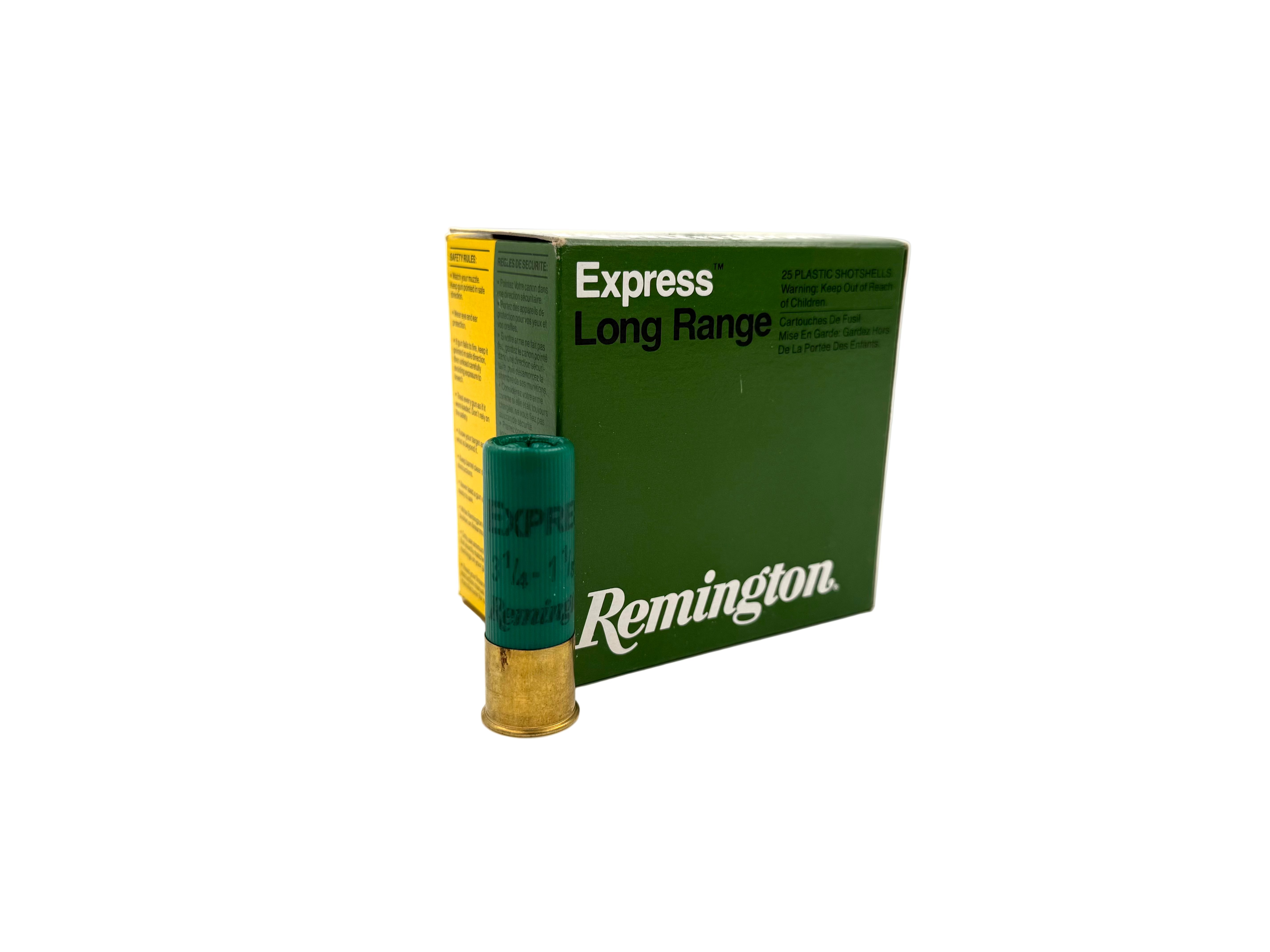 Remington Express 16 Gauge long-range shotgun shells, 2 3/4 inch, 4 shot, 25-count box, suitable for hunting and shooting.