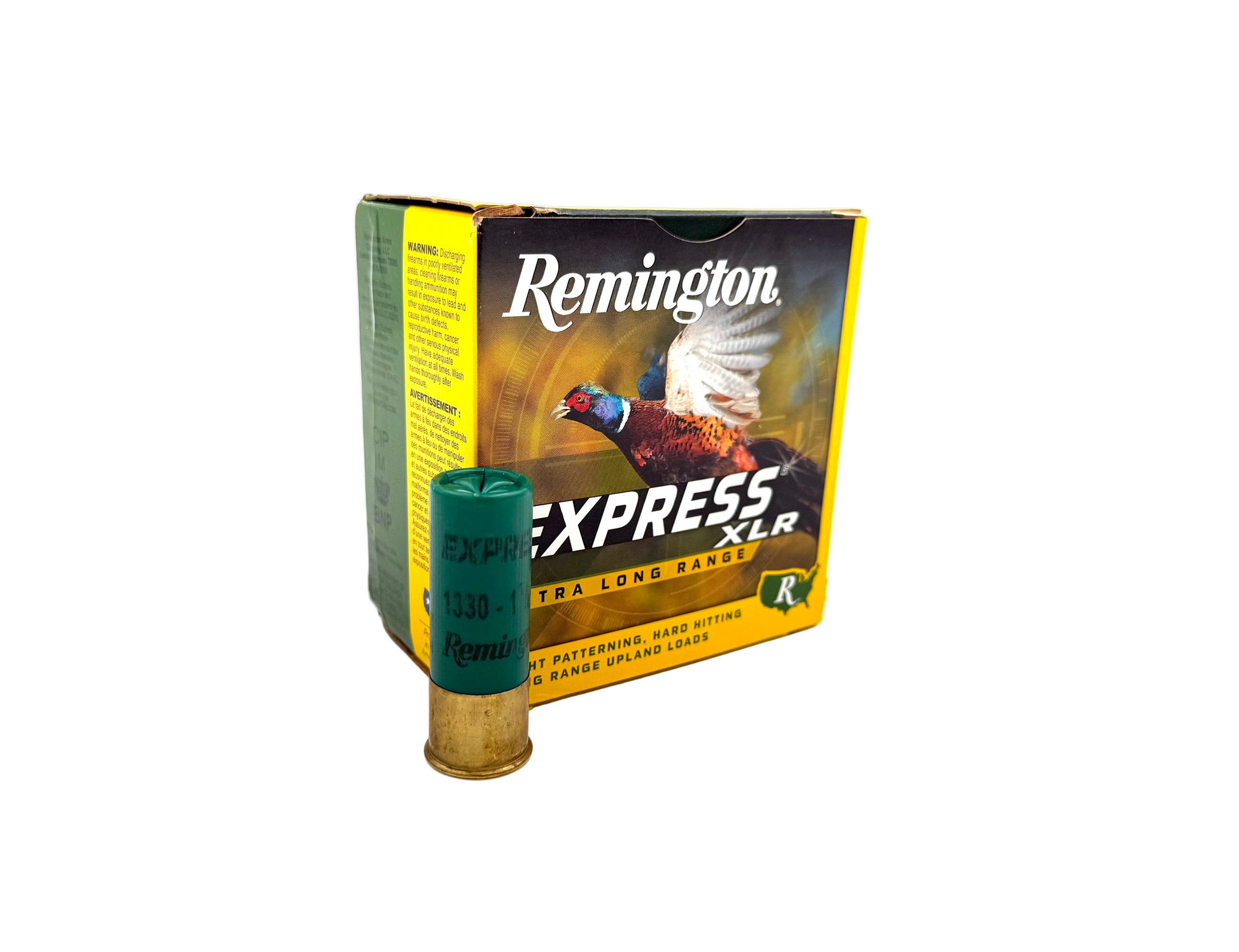 Remington Express XLR 12 Gauge 2 3/4 inch 5 Shot ammunition box, 25 cartridges for shotguns.