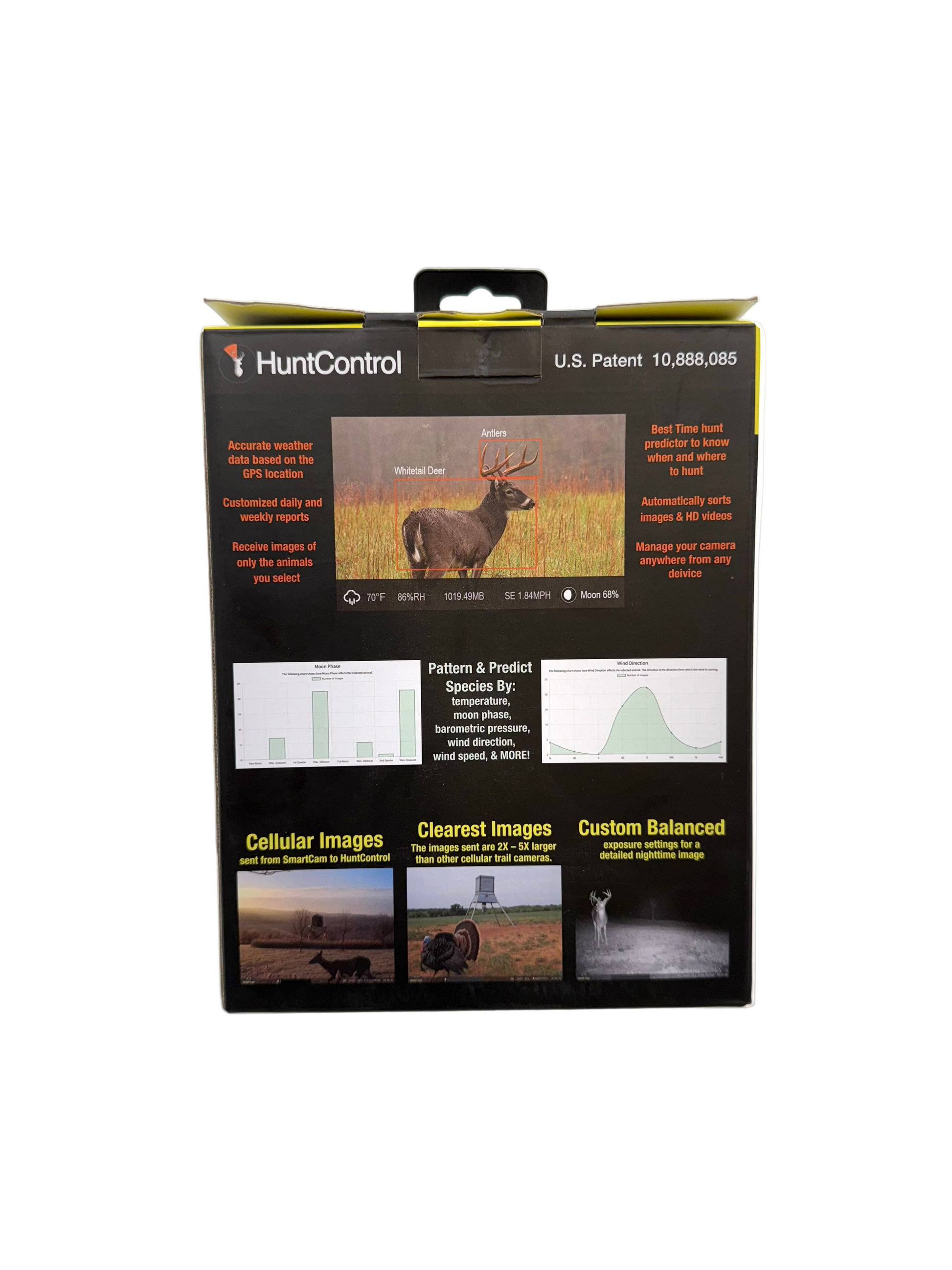WiseEye Smart Cam trail camera capturing wildlife images with AT&T 4G LTE connectivity, mounted outdoors in a natural setting