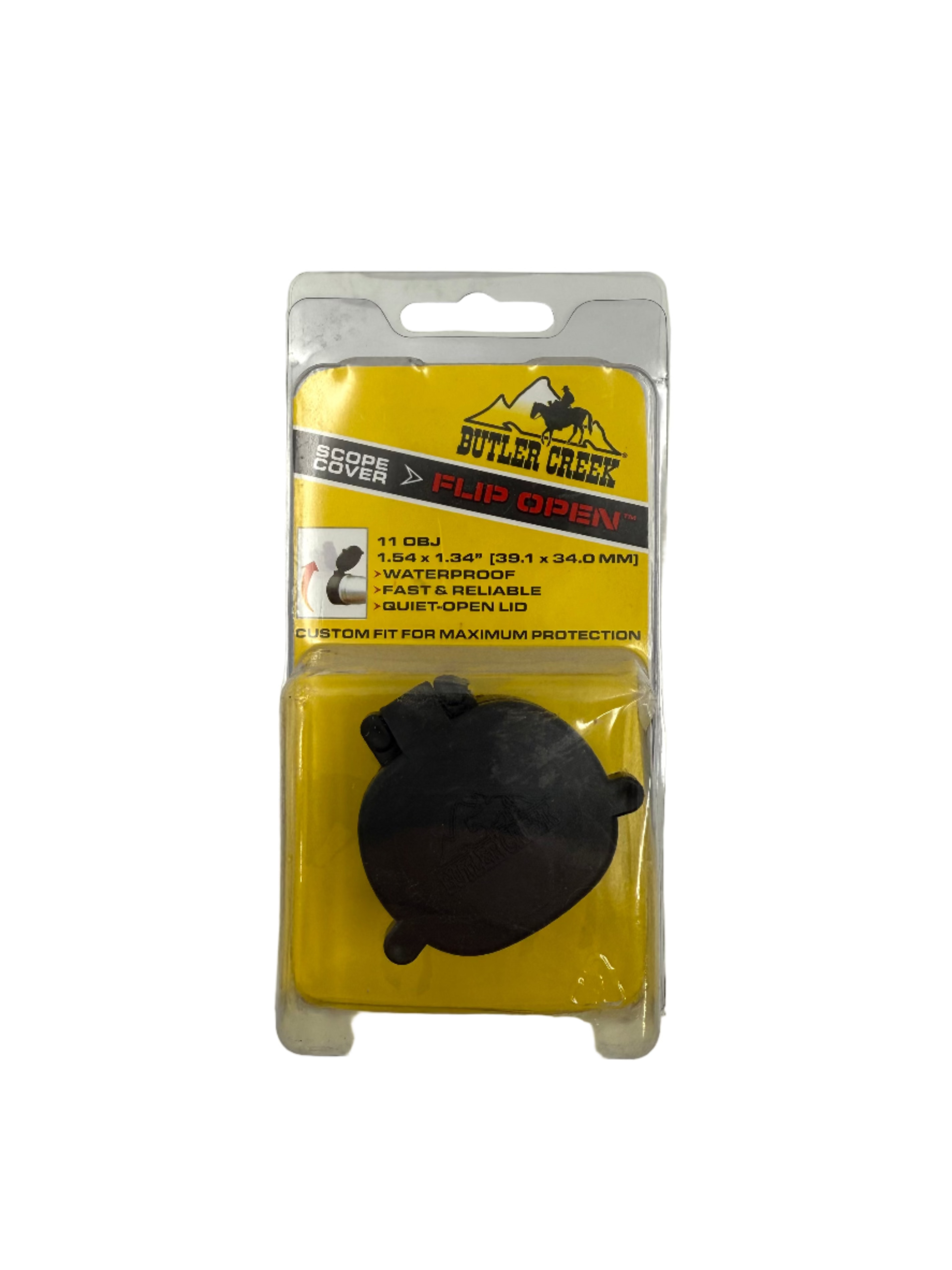 Butler Creek Flip Open Scope Cover - 11obj. 1.54”x1.34” (39.1mm x 34.0mm) # 30110
