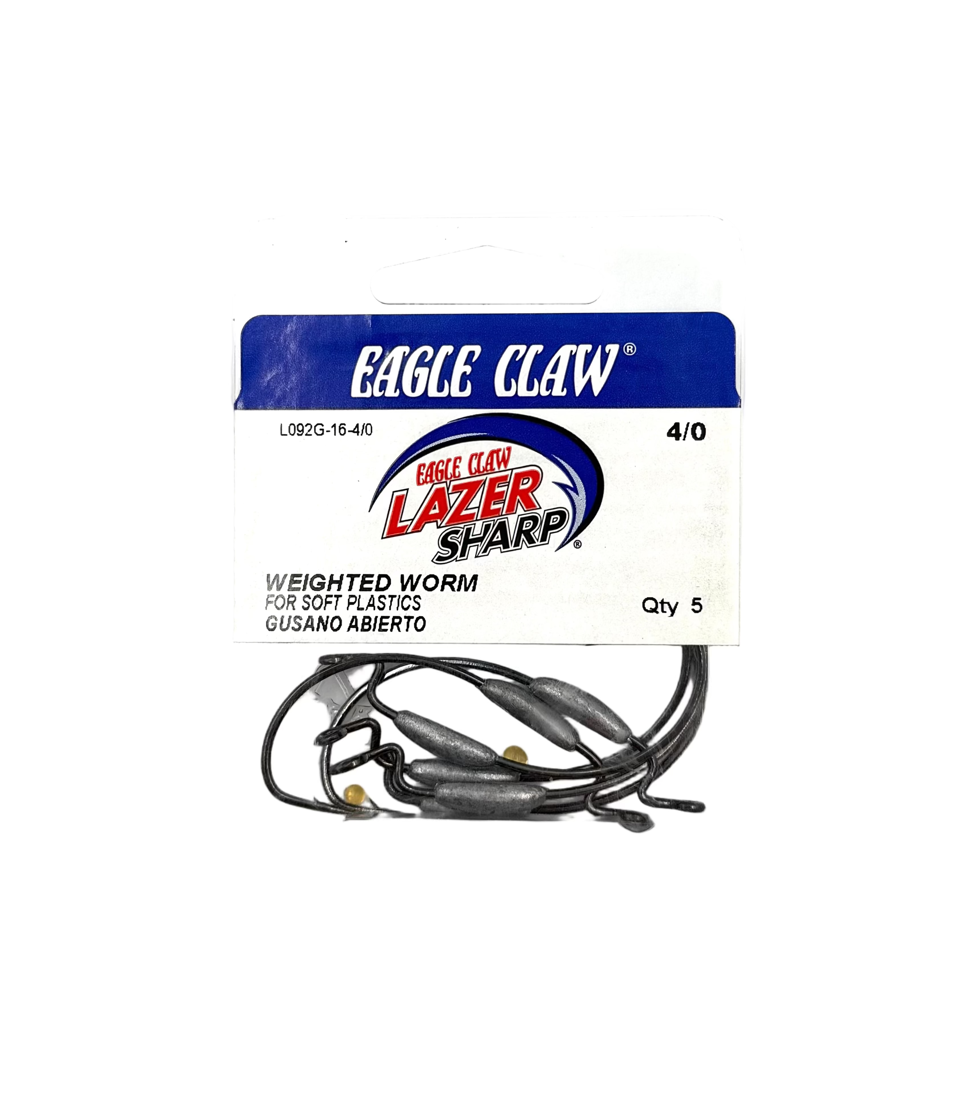 Eagle Claw Lazer Sharp weighted worm on a white background