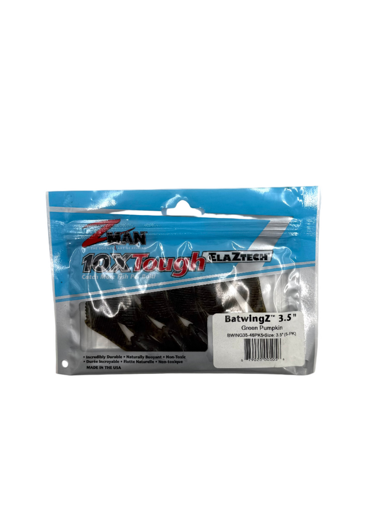 ZMAN BatwingZ Green Pumpkin bait and lure, 3.5-inch size, 5-pack, designed for fishing and attracting fish.