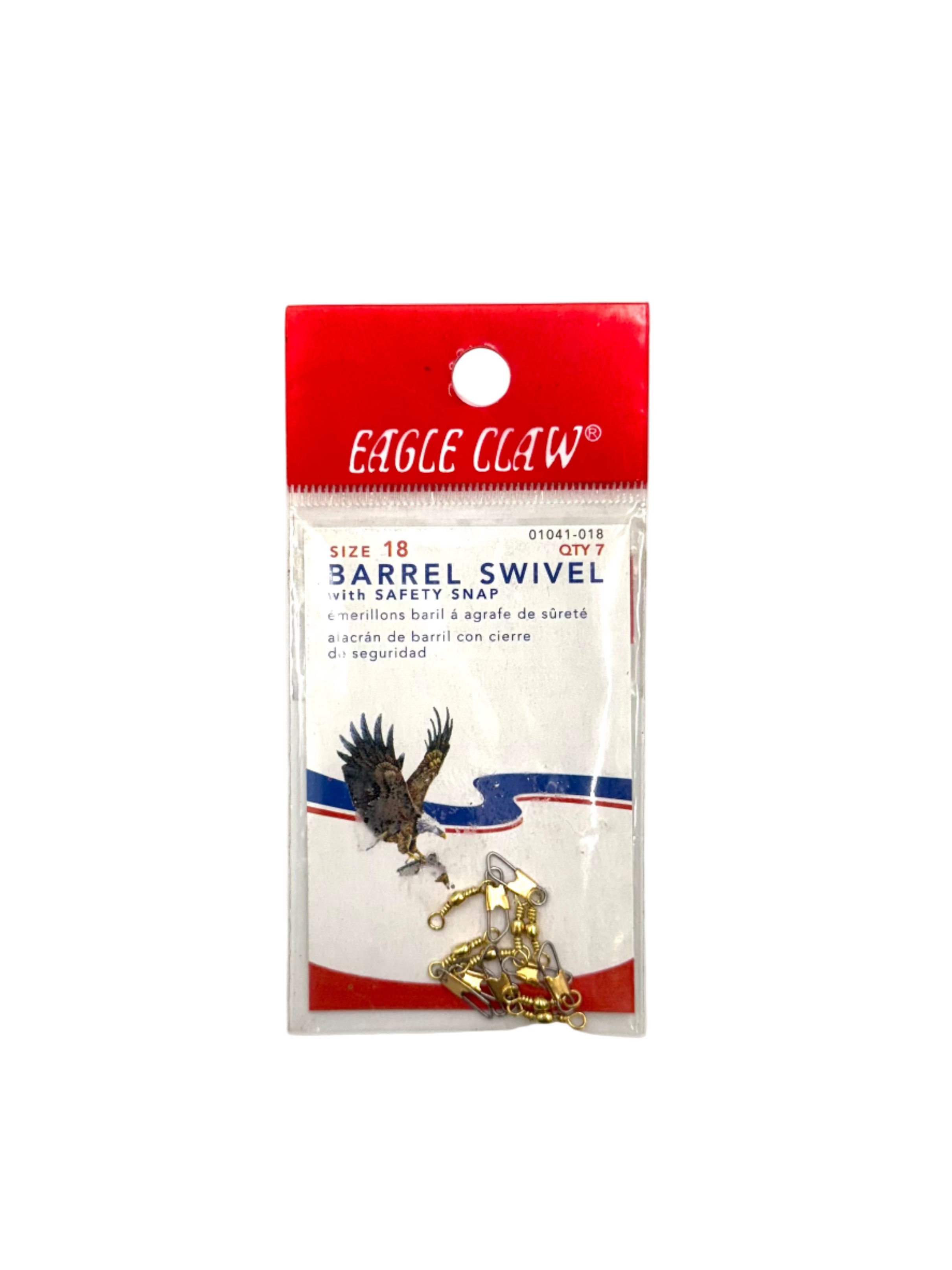 Eagle Claw Barrel Swivel w/Safety Snap - Size 18 - 7pk