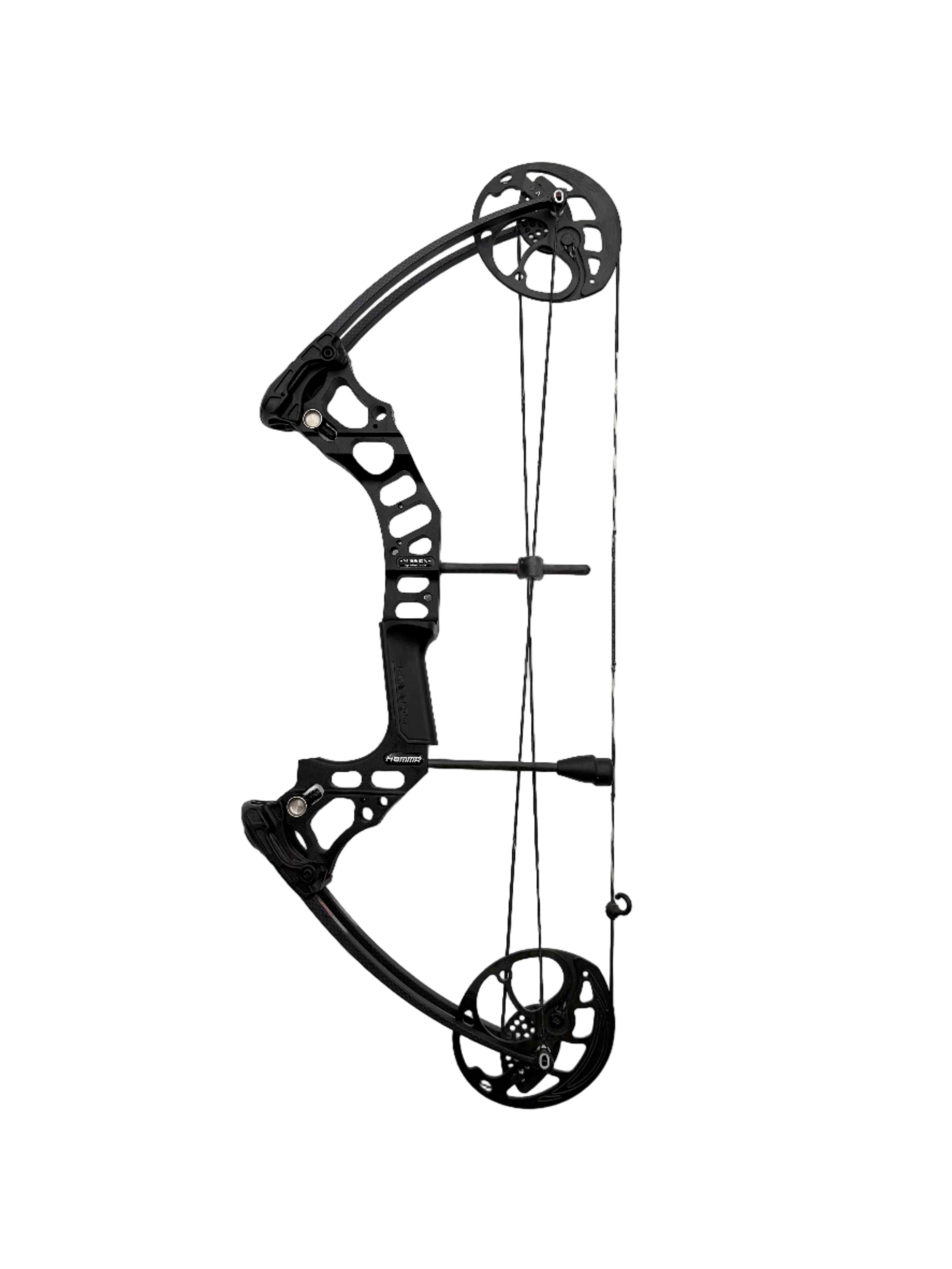 Black archery bow on a white background