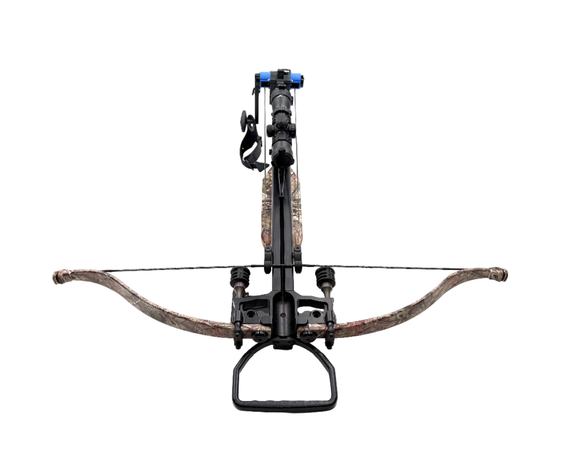 Crossbow on a white background with a reflective silver cover