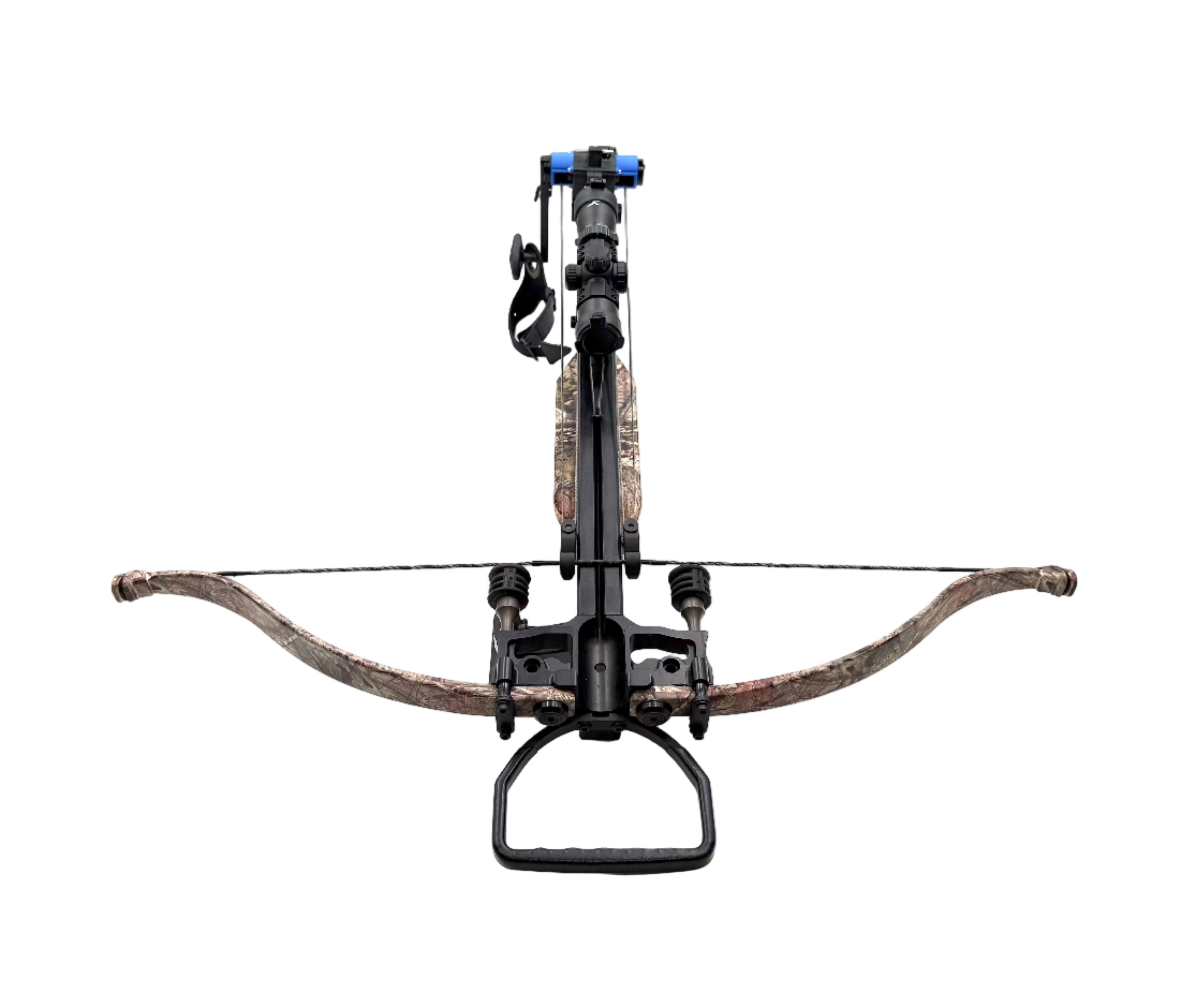 Crossbow on a white background with a reflective silver cover