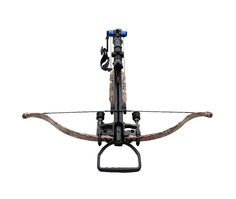 Crossbow on a white background with a reflective silver cover
