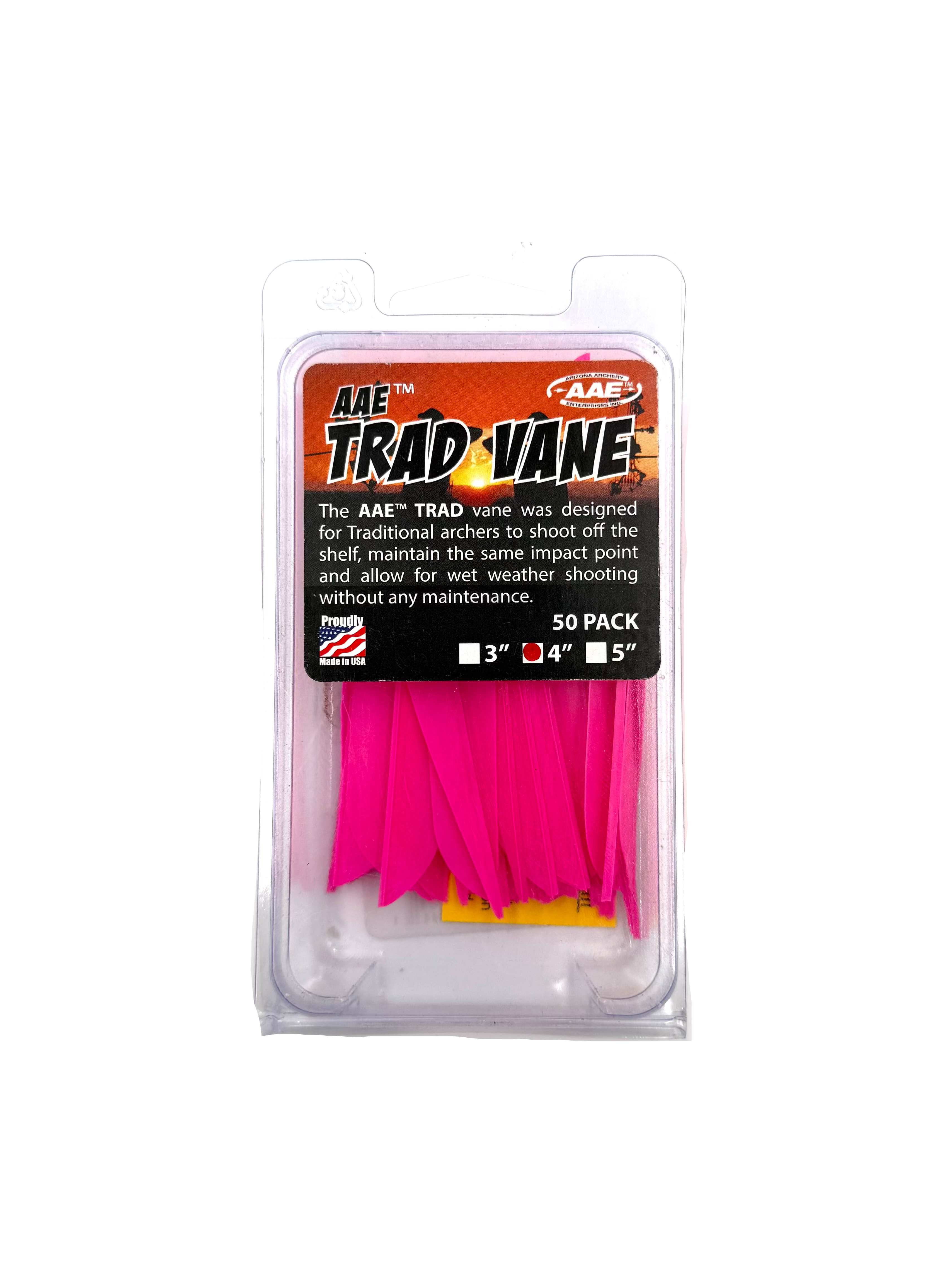 AAE Trad Vane Fletching Tips 4" Pink - 50pk