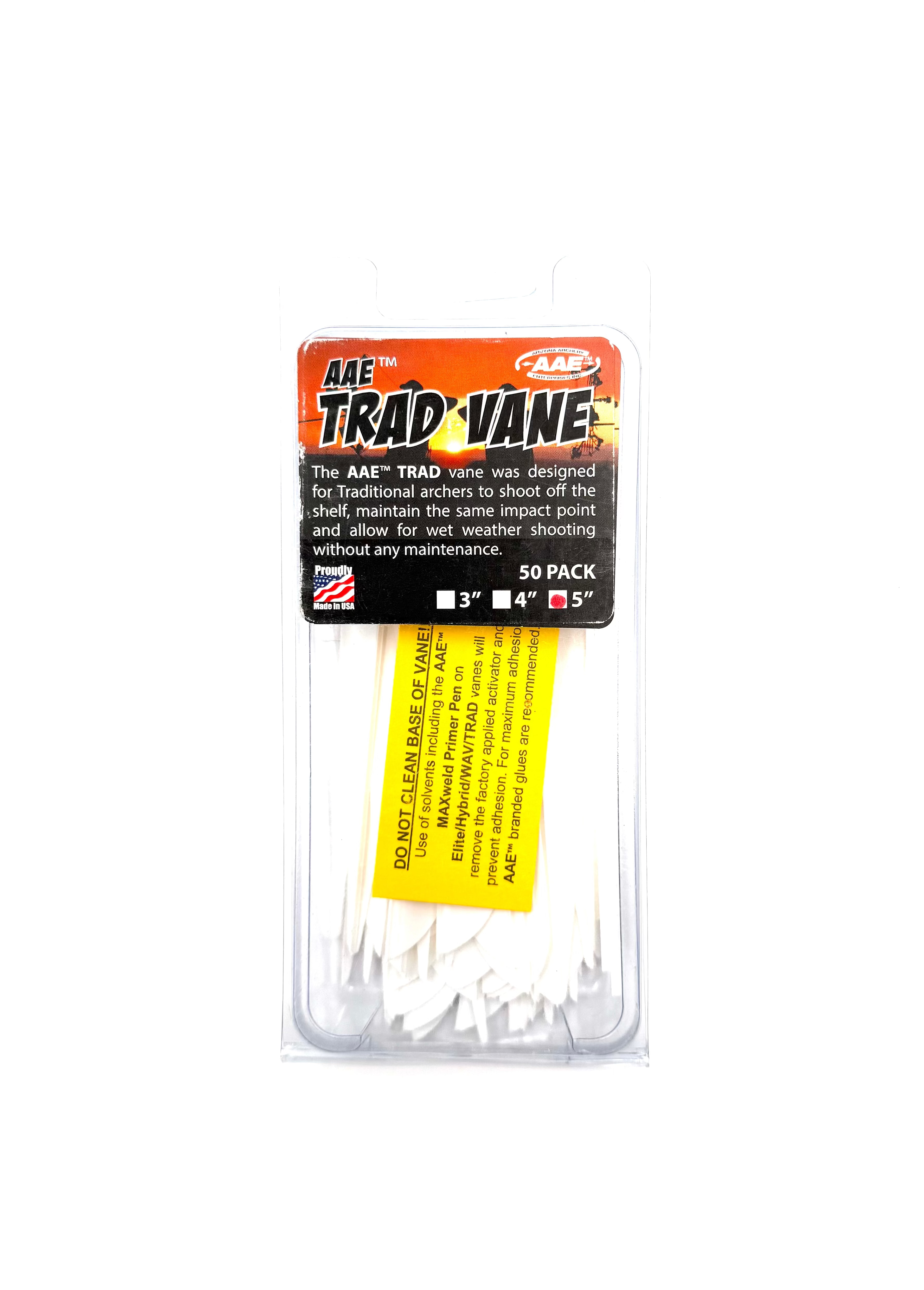 AAE Trad Vane Fletching Tips 5" White - 50pk