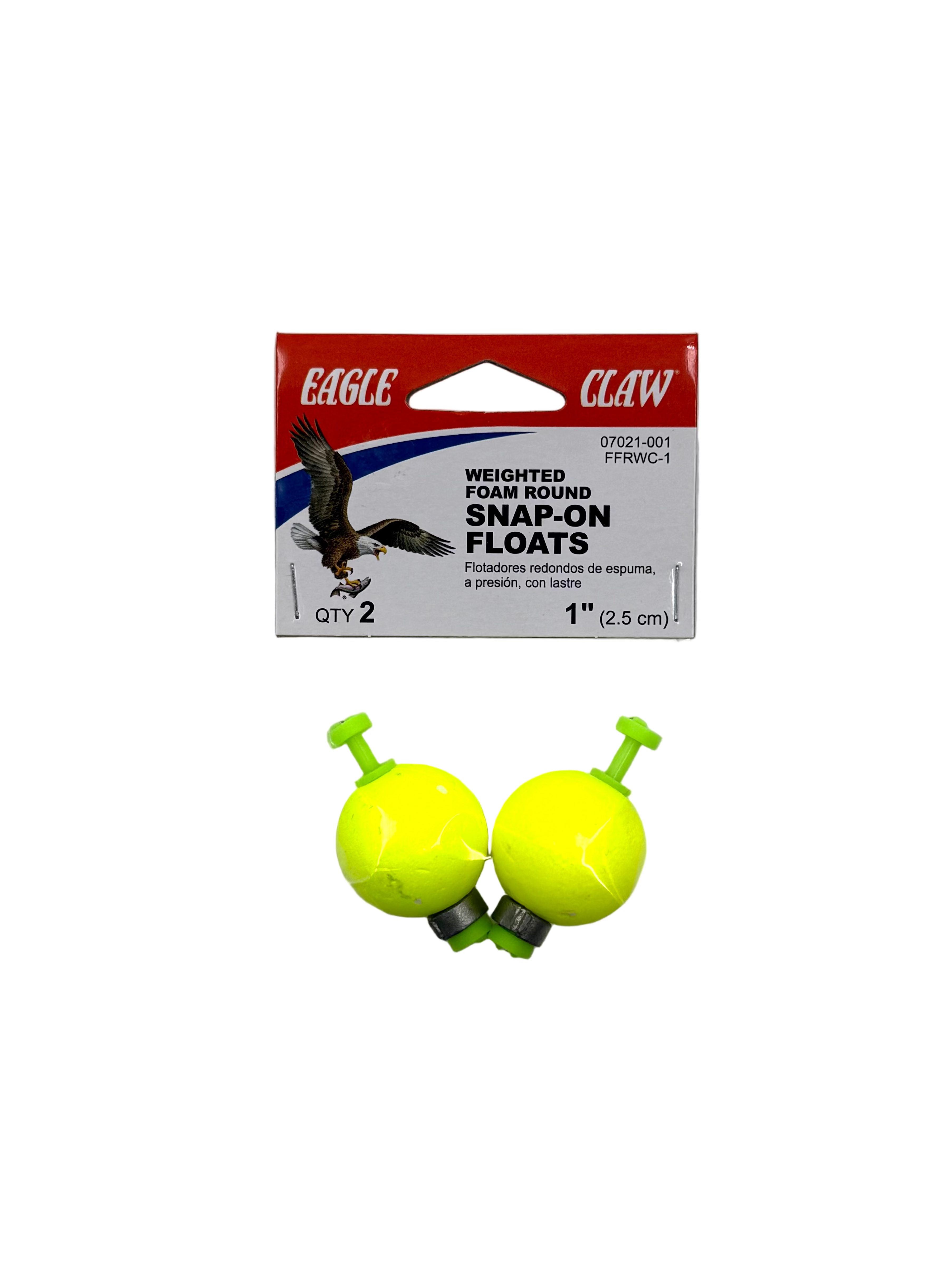 Eagle Claw Weighted Foam Round Snap-On Floats 1" -2 pk