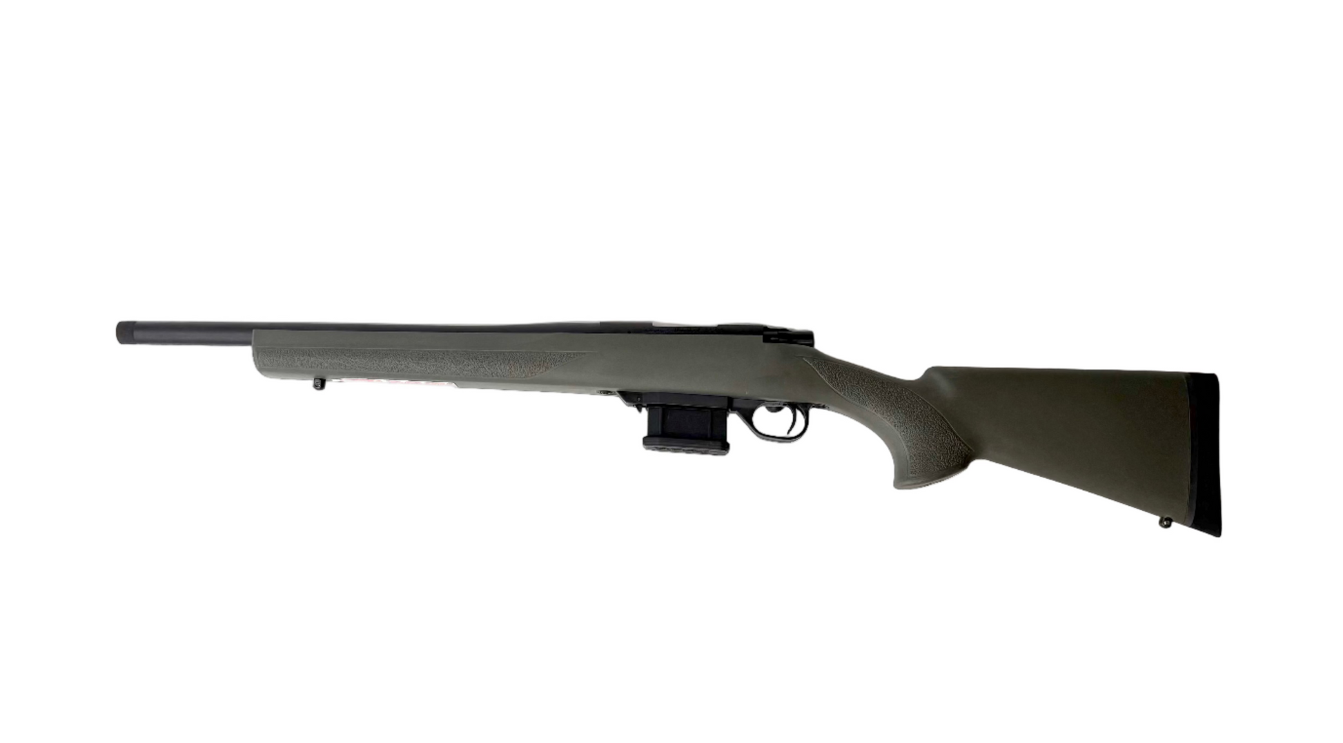 Black rifle stock on a white background