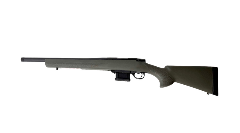 Black rifle stock on a white background