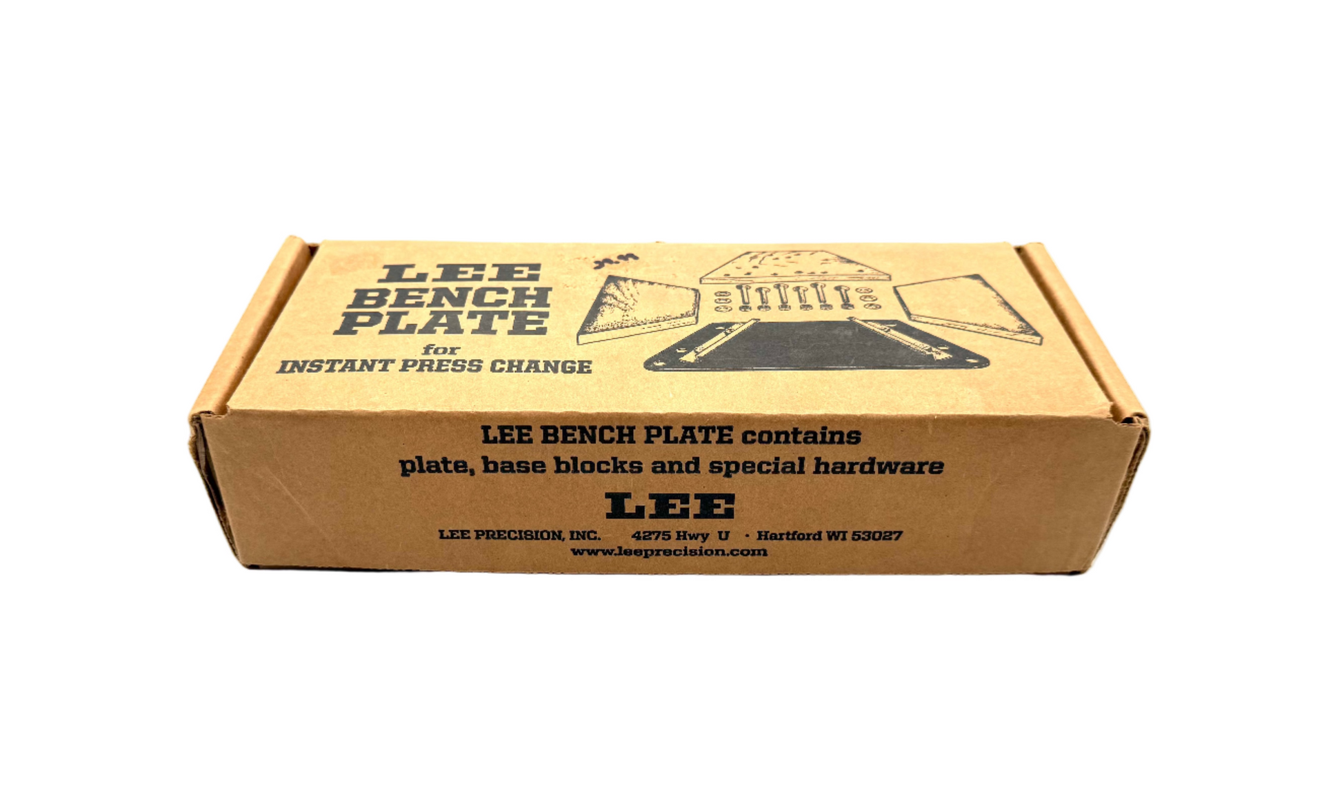 Cardboard box with LEE branding on a white background