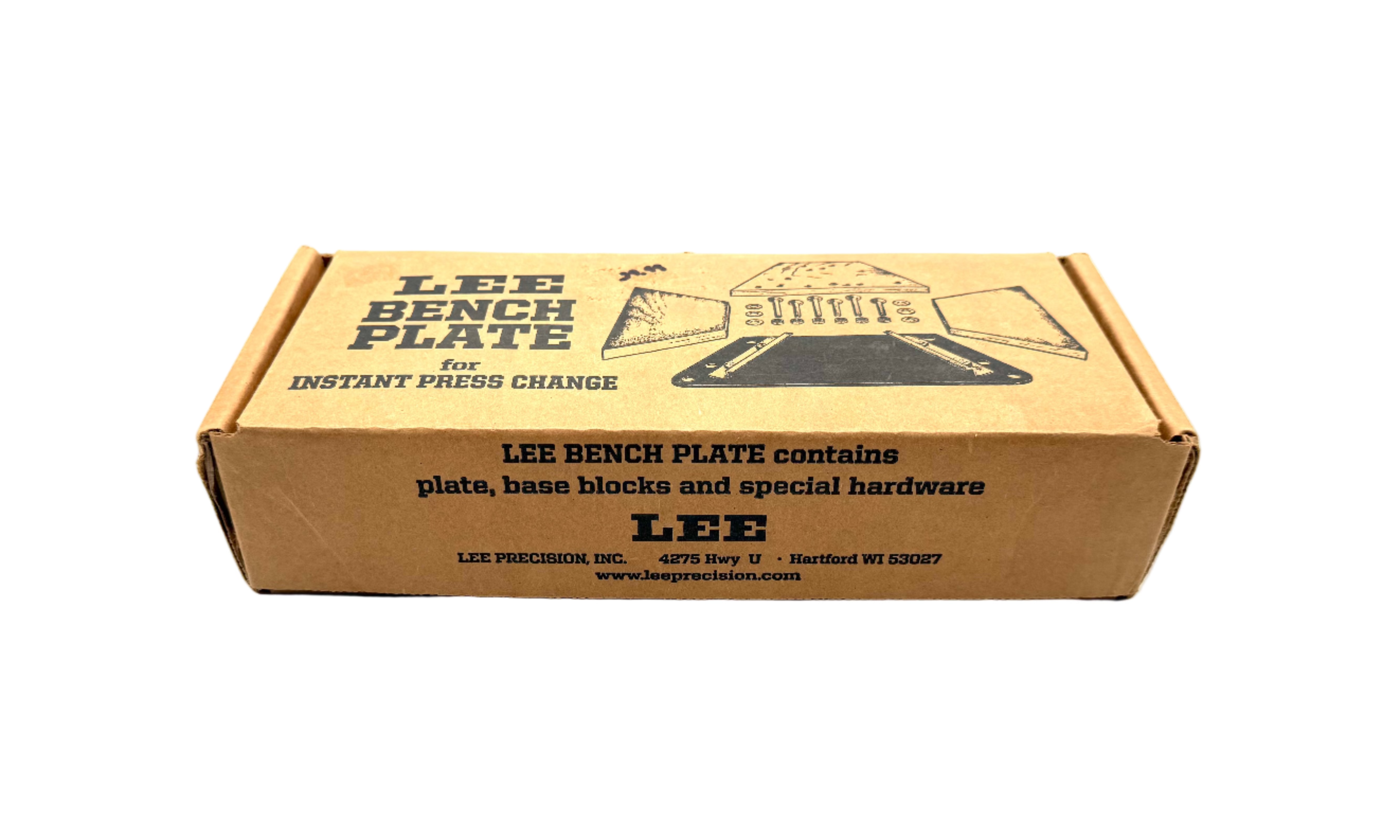 Cardboard box with LEE branding on a white background