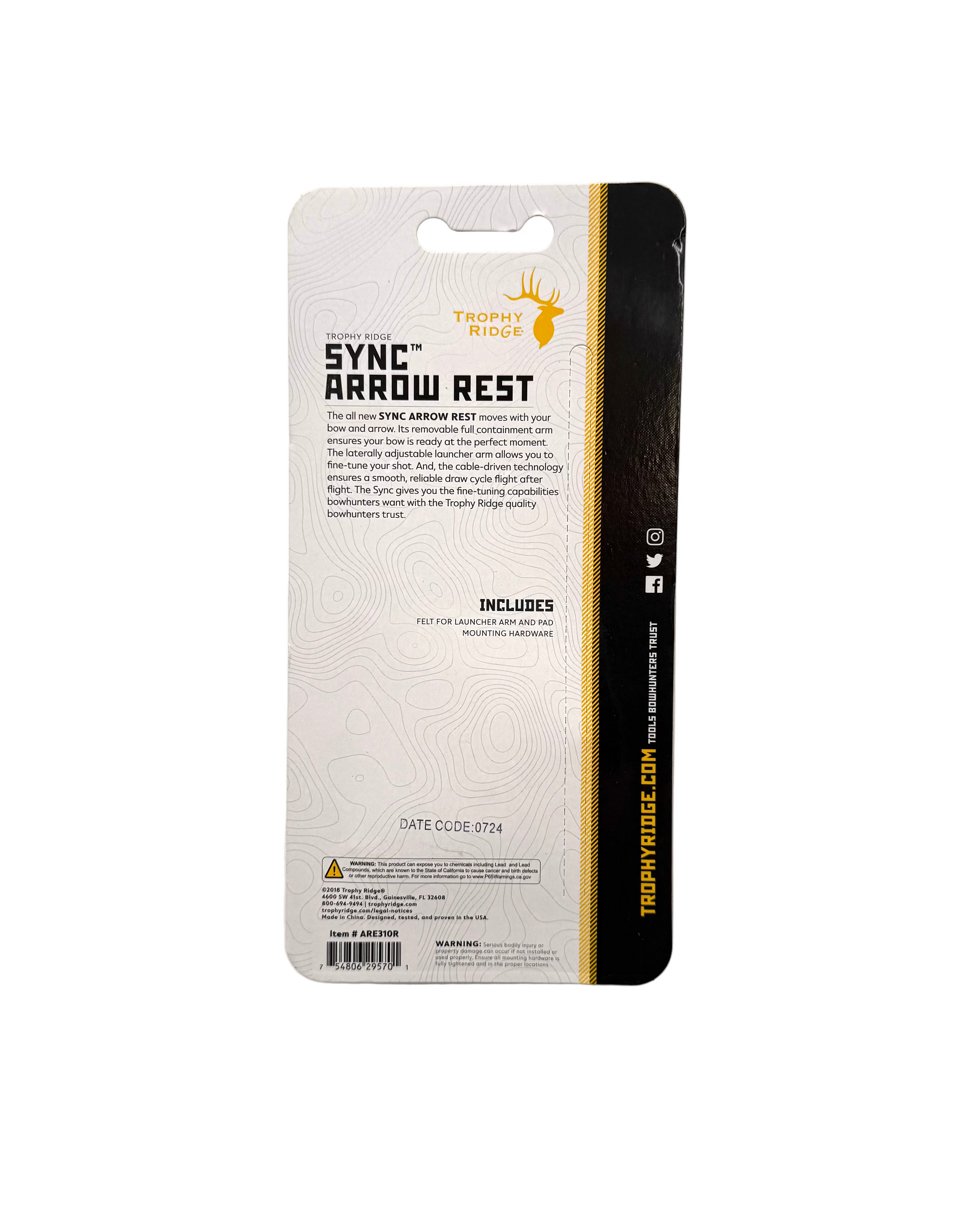 Package of a sync arrow rest on a white background