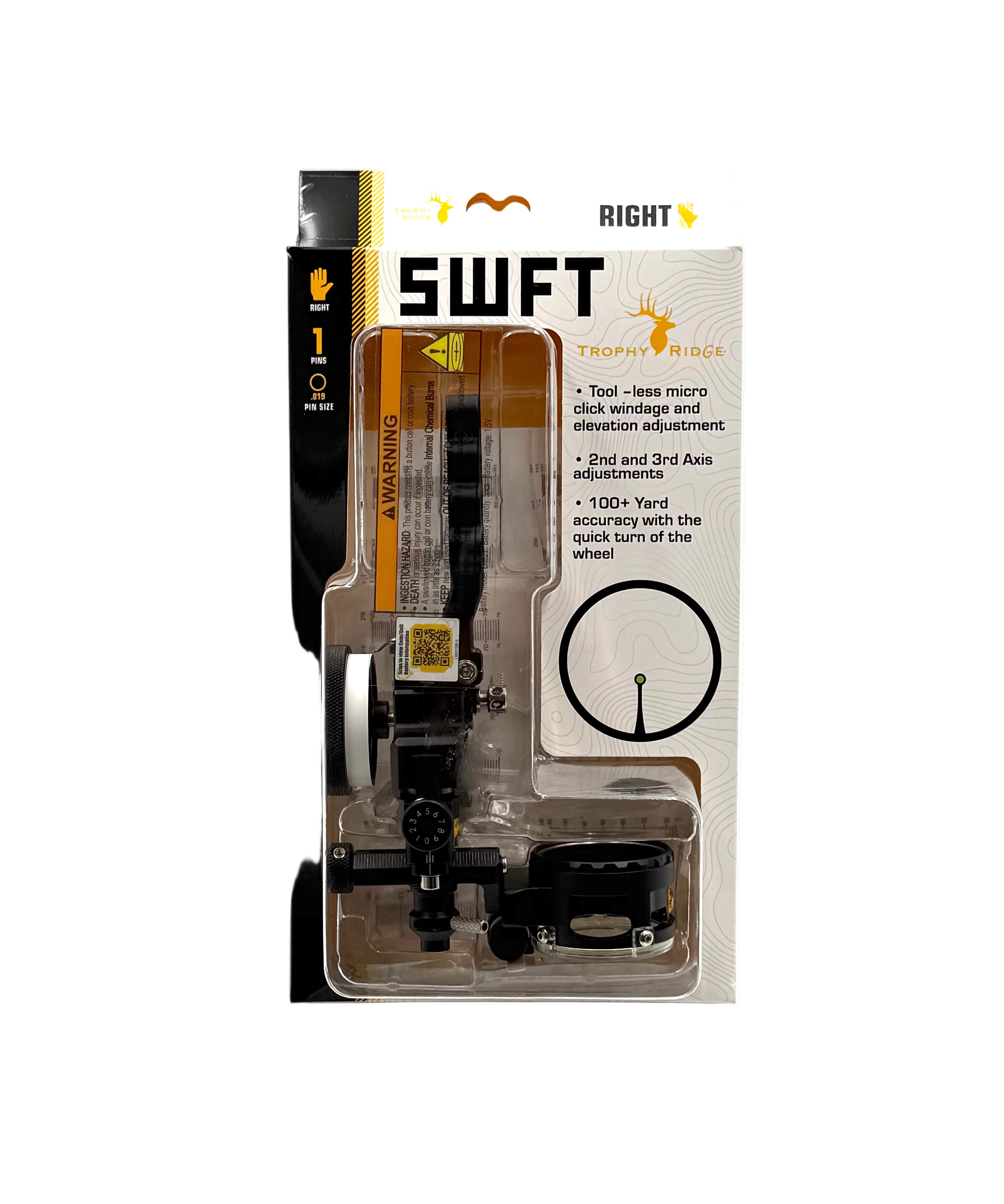Trophy Ridge SWFT Bow Sight - 1 Pin, .019, RH