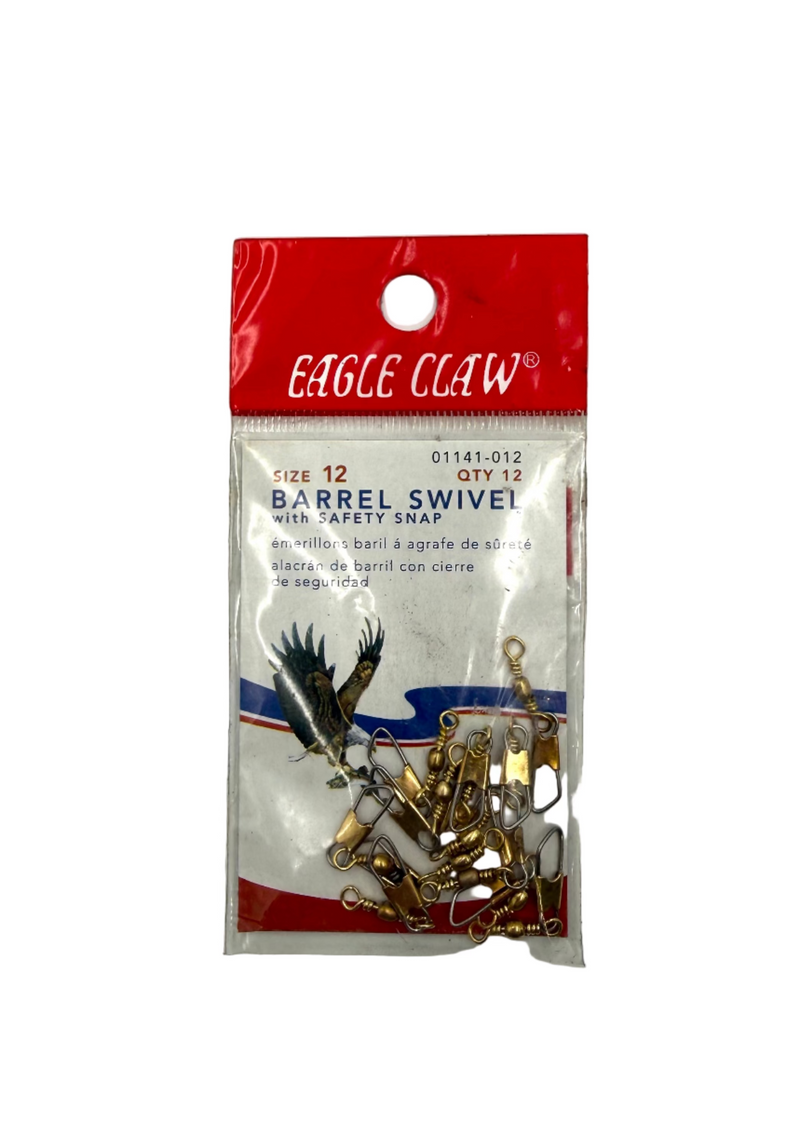 Packaged Eagle Claw barrel swivel on a white background