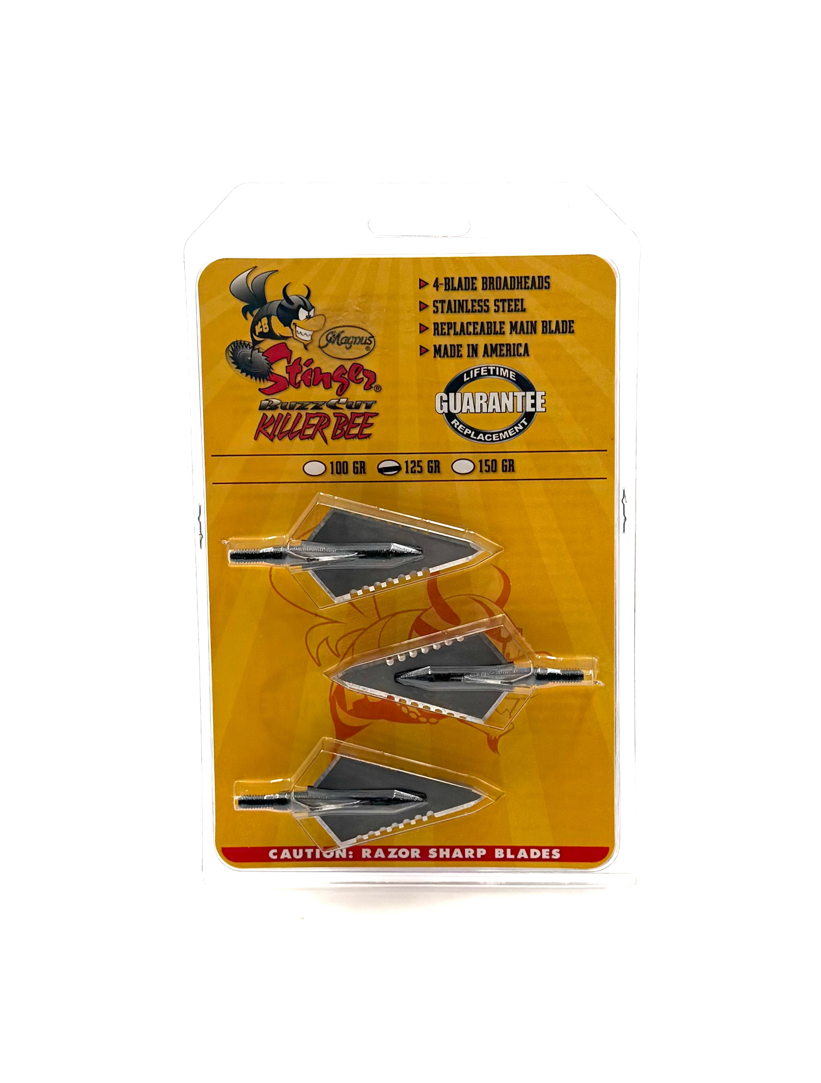Magnus Stinger Buzz Cut Killer Bee 4-Blade Broadheads - 3pk
