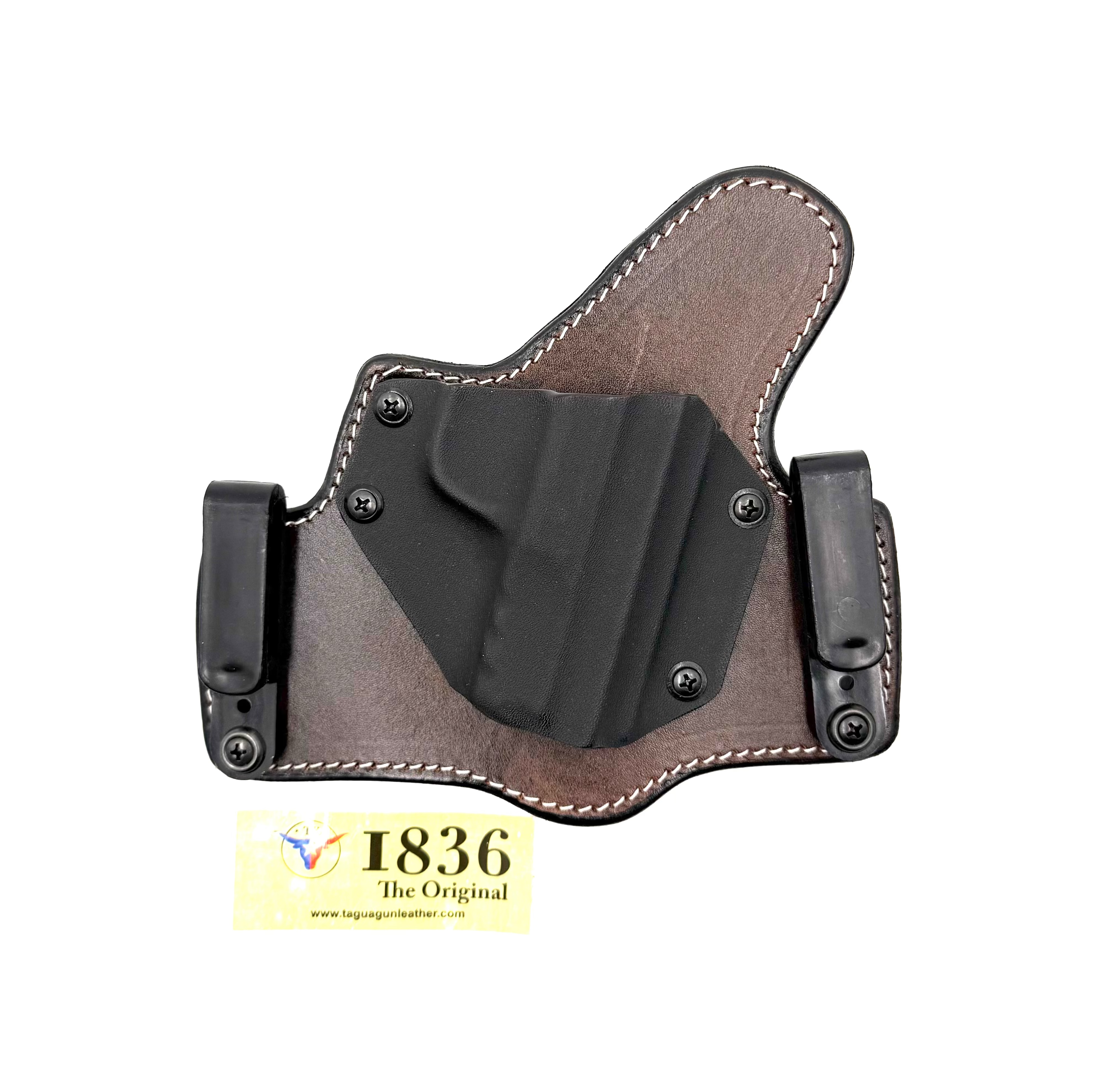 1836 TX-PART-1045 Leather Kydex Holster - fits S&W Shield .380 RH Black