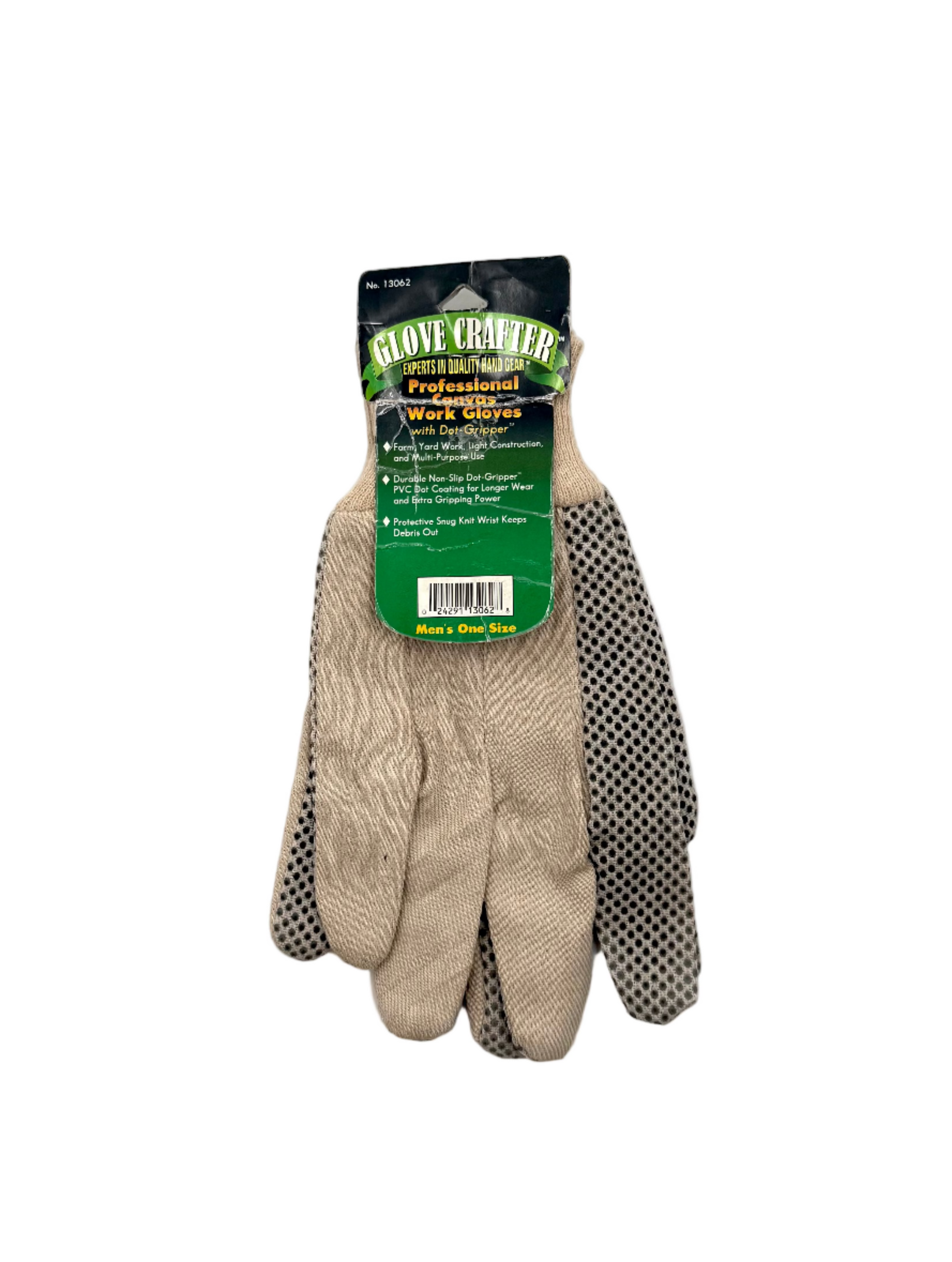 Pair of Glove Crafter Canvas Work Gloves showing durable fabric and reinforced fingertips for heavy-duty protection.