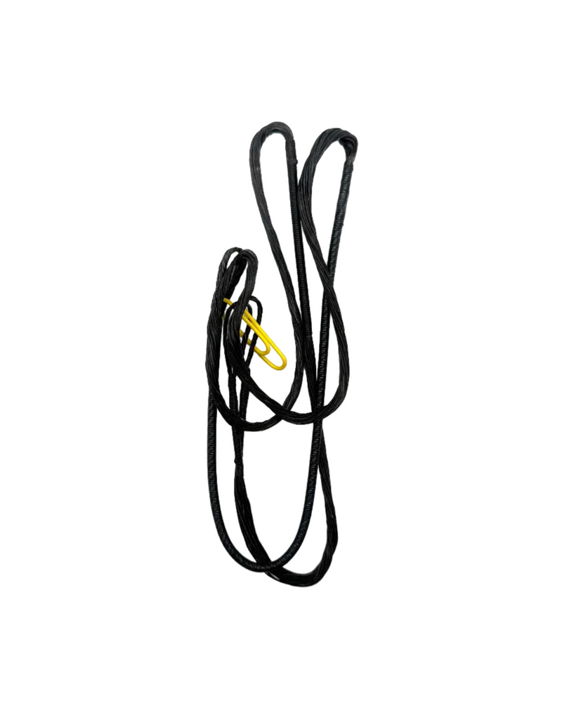 Zebra Hybrid Premium Bow Cable 31-inch black and craze color for archery bows, showing the cable's detailed design and connectors.