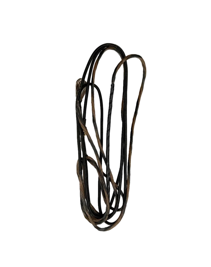 Zebra Hybrid Premium Bowstring 85.5 inches MQ32 in tan and black for archery bows, showing the detailed string material and color.