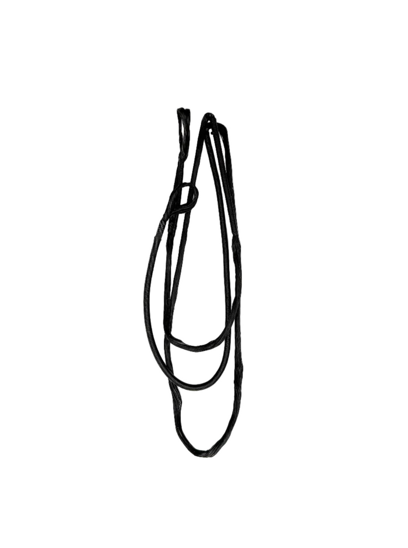Zebra Hybrid Premium Bow Cable 30 7/8 inches in black and craze color for archery bows, shown on a bow.