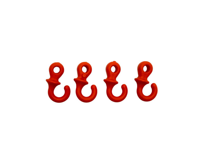 Mathews Monkey Tails in red, a set of four rubber fishing lure tails for freshwater or saltwater fishing.