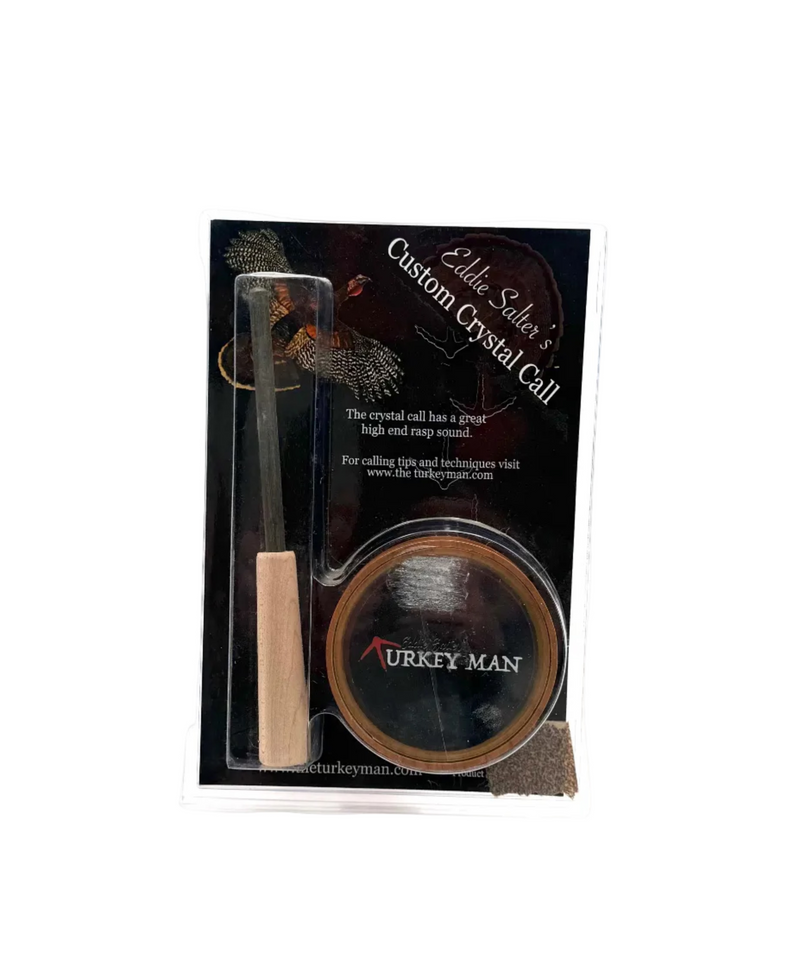 Eddie Salter's Custom Crystal Turkey Call by Eddie Salter Game Calls, featuring a clear crystal design for turkey hunting.