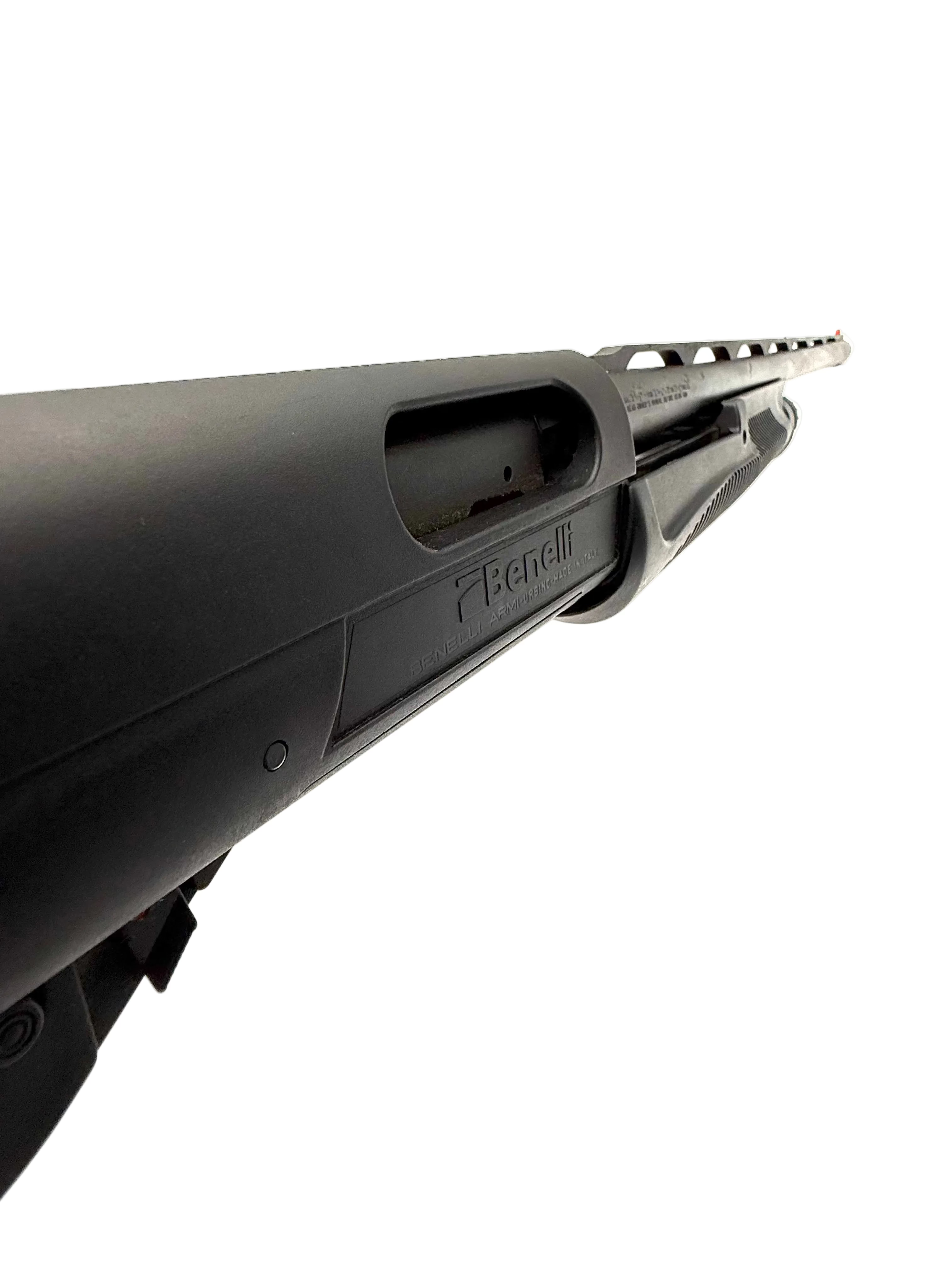 Benelli Nova 12 Gauge pump action shotgun with 26-inch barrel and choke tube, featuring a 3.5-inch chamber.