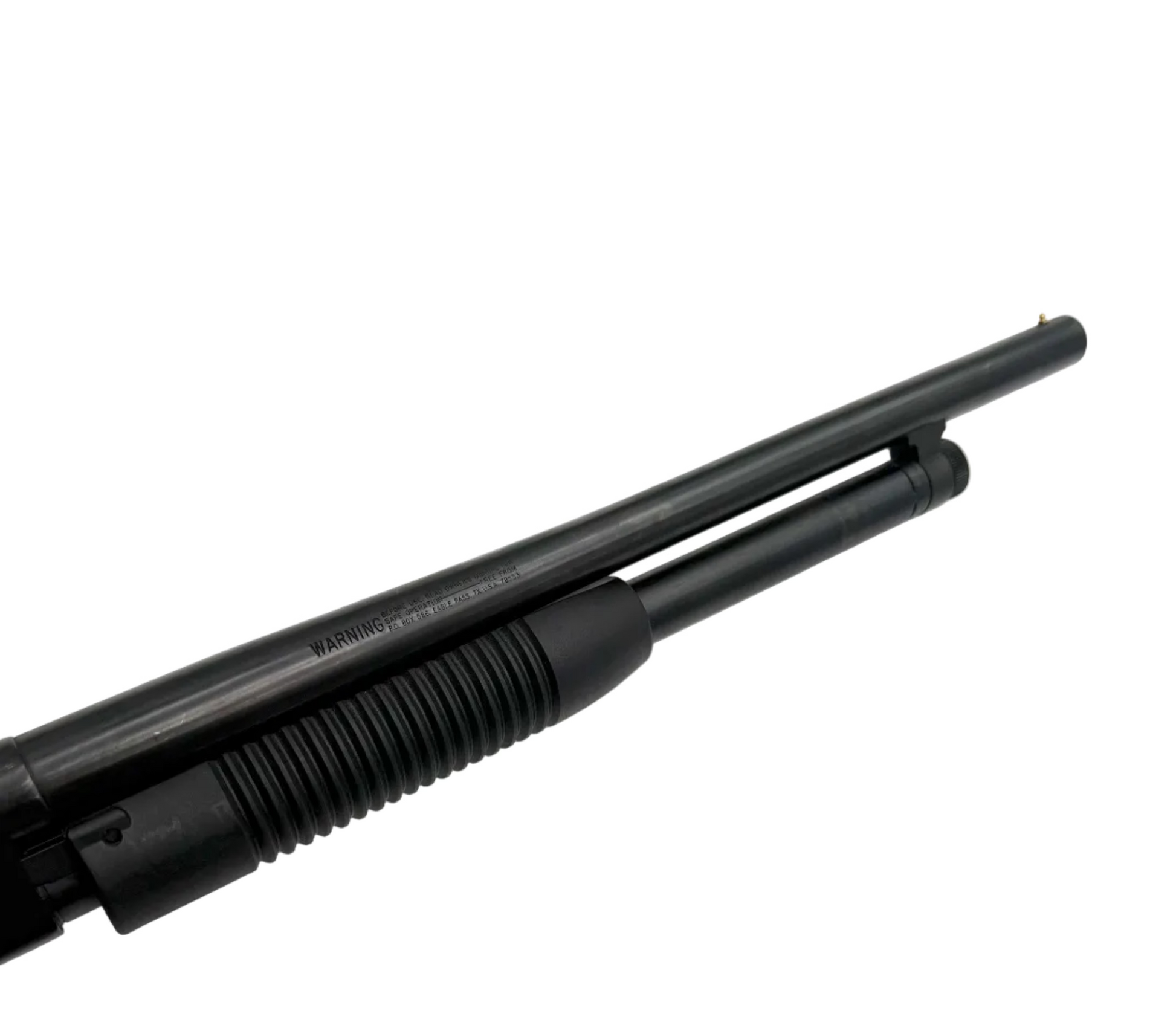 Mossberg Maverick 88 12 gauge pump-action shotgun with pistol grip, shown in a close-up image highlighting the firearm's details.